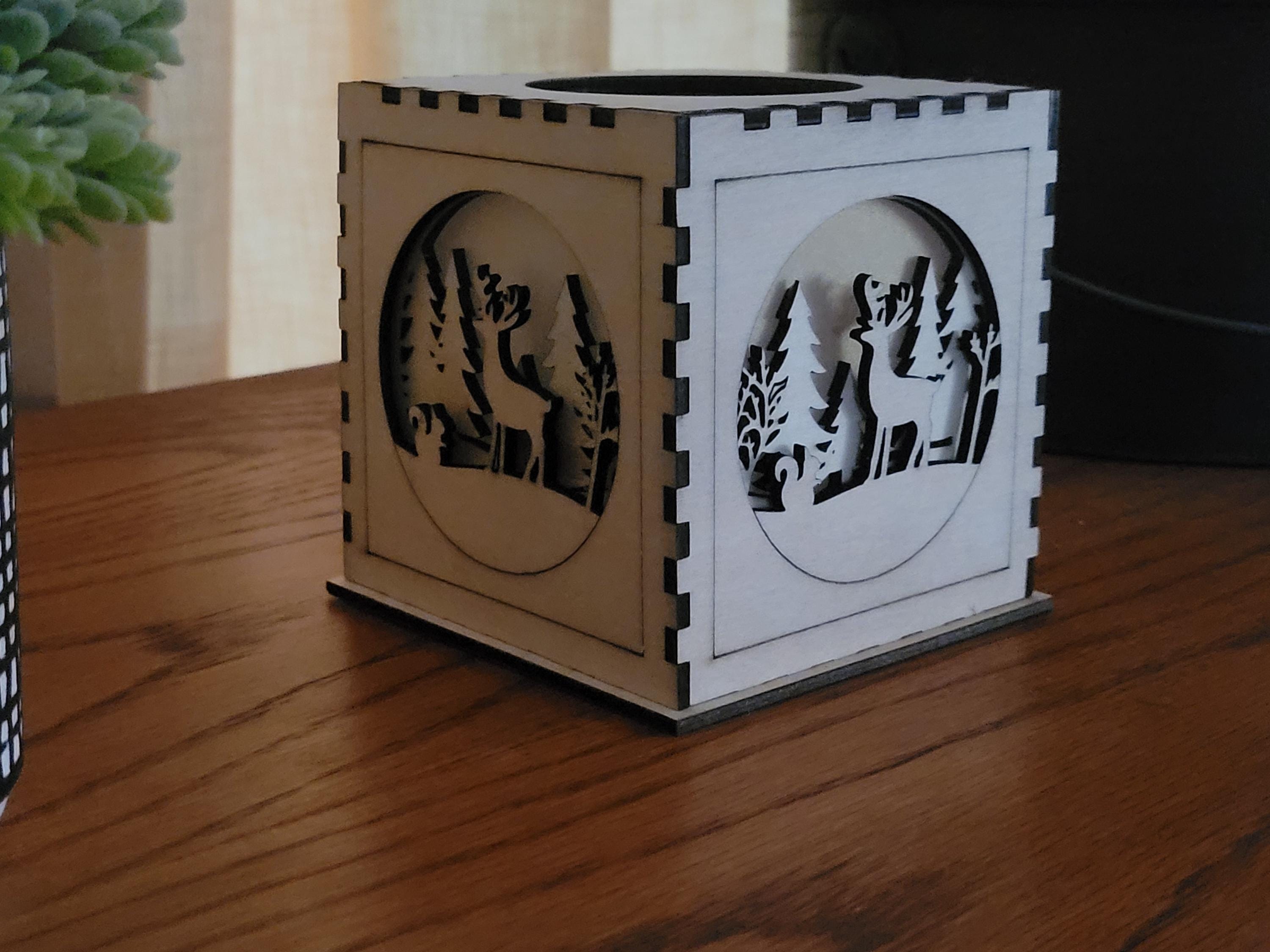 Wooden Tea Light Lantern - Nature Scene Home Decor - Unique Housewarming & Birthday Gift