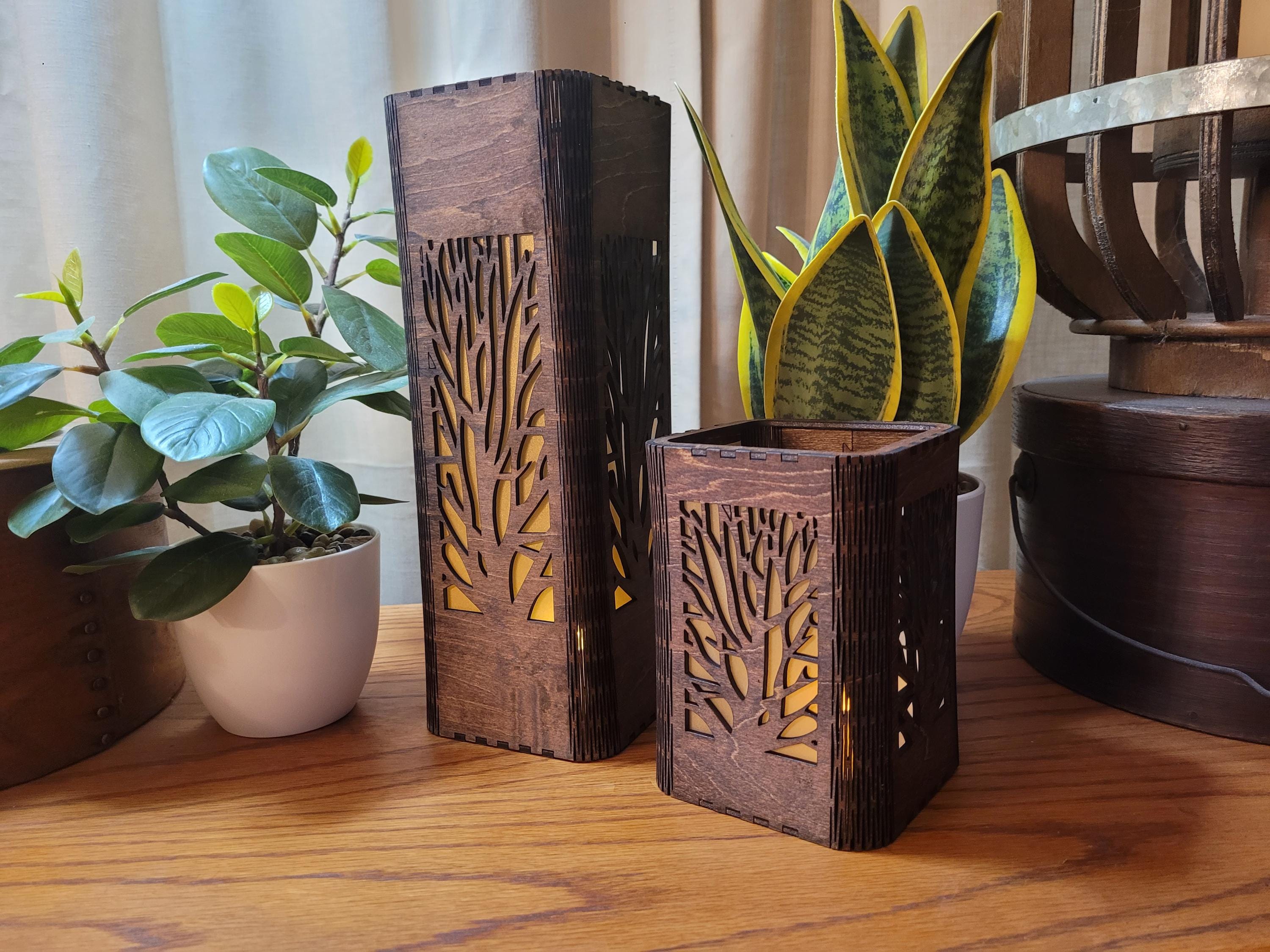 Tall Tea Light Lantern | Gift for Her| Personalized Tea Light Holder | Custom Laser Cut Anniversary, Birthday and Housewarming Gift