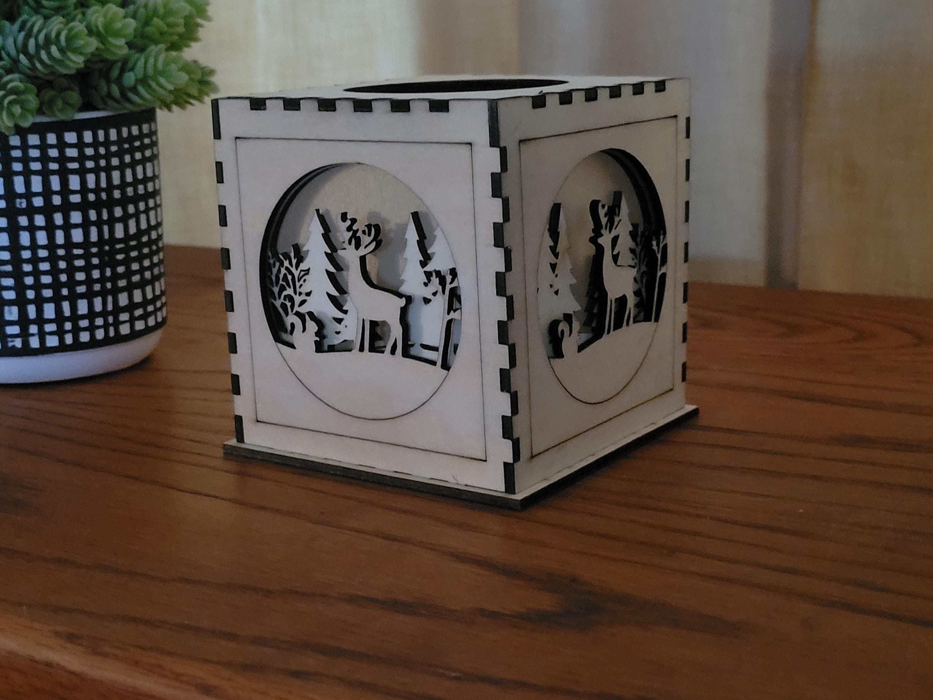 Wooden Tea Light Lantern - Nature Scene Home Decor - Unique Housewarming & Birthday Gift