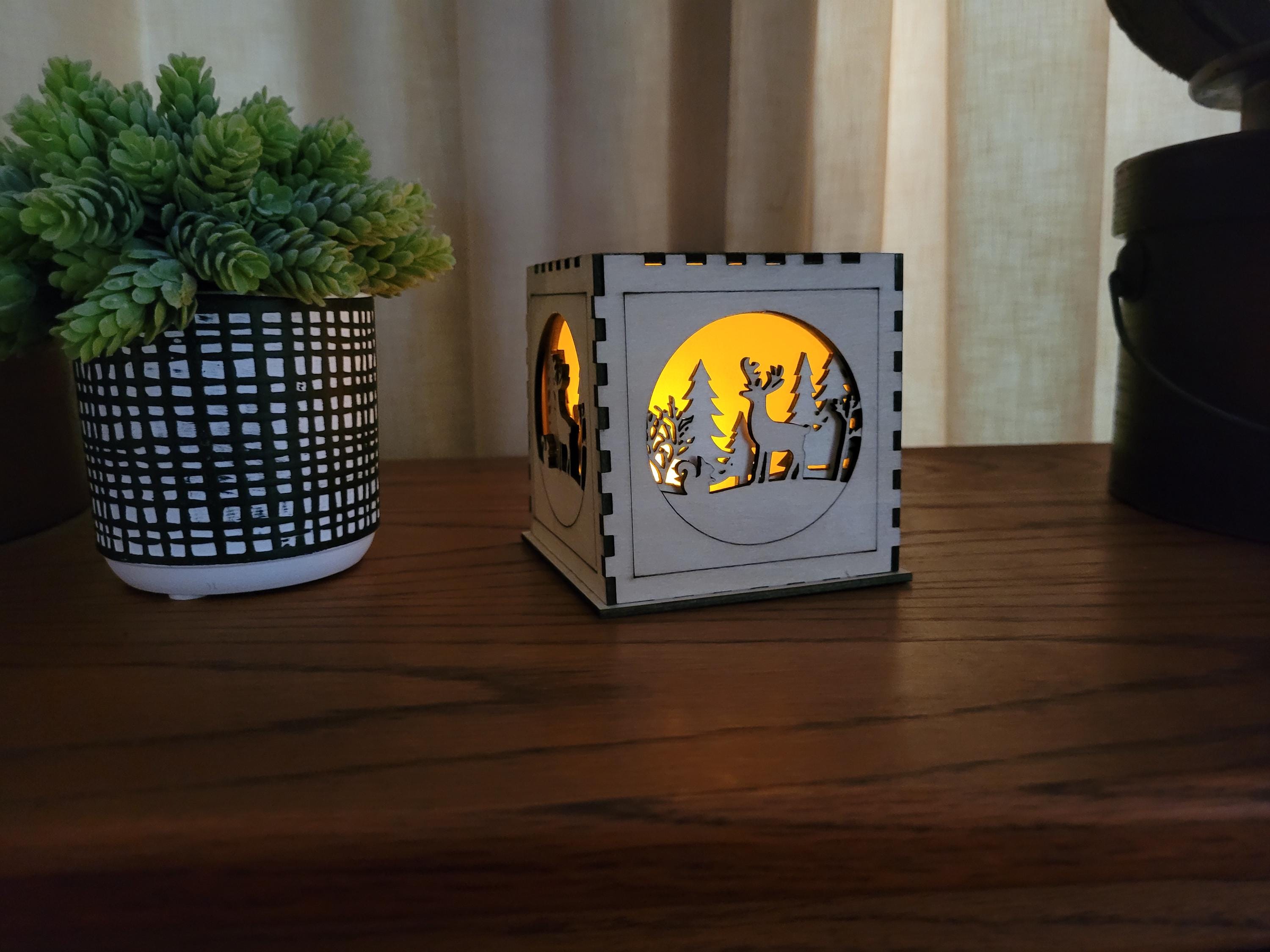 Wooden Tea Light Lantern - Nature Scene Home Decor - Unique Housewarming & Birthday Gift