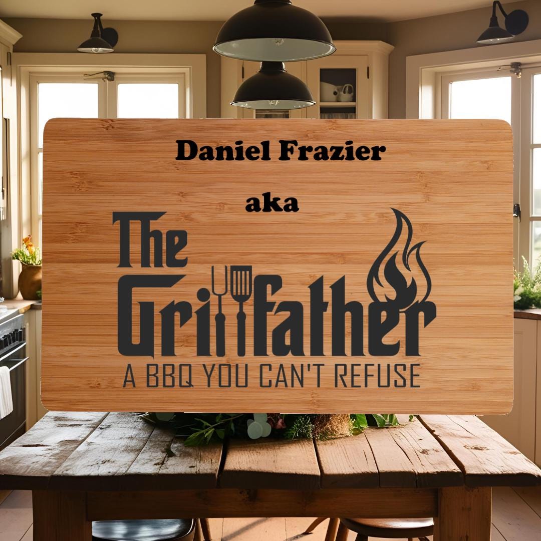 Personalized Cutting Board.  Gift for Him. The Grill Father Custom Gift for Husband, Father, Dad and Step Dad. Premium Bamboo Cutting Board.