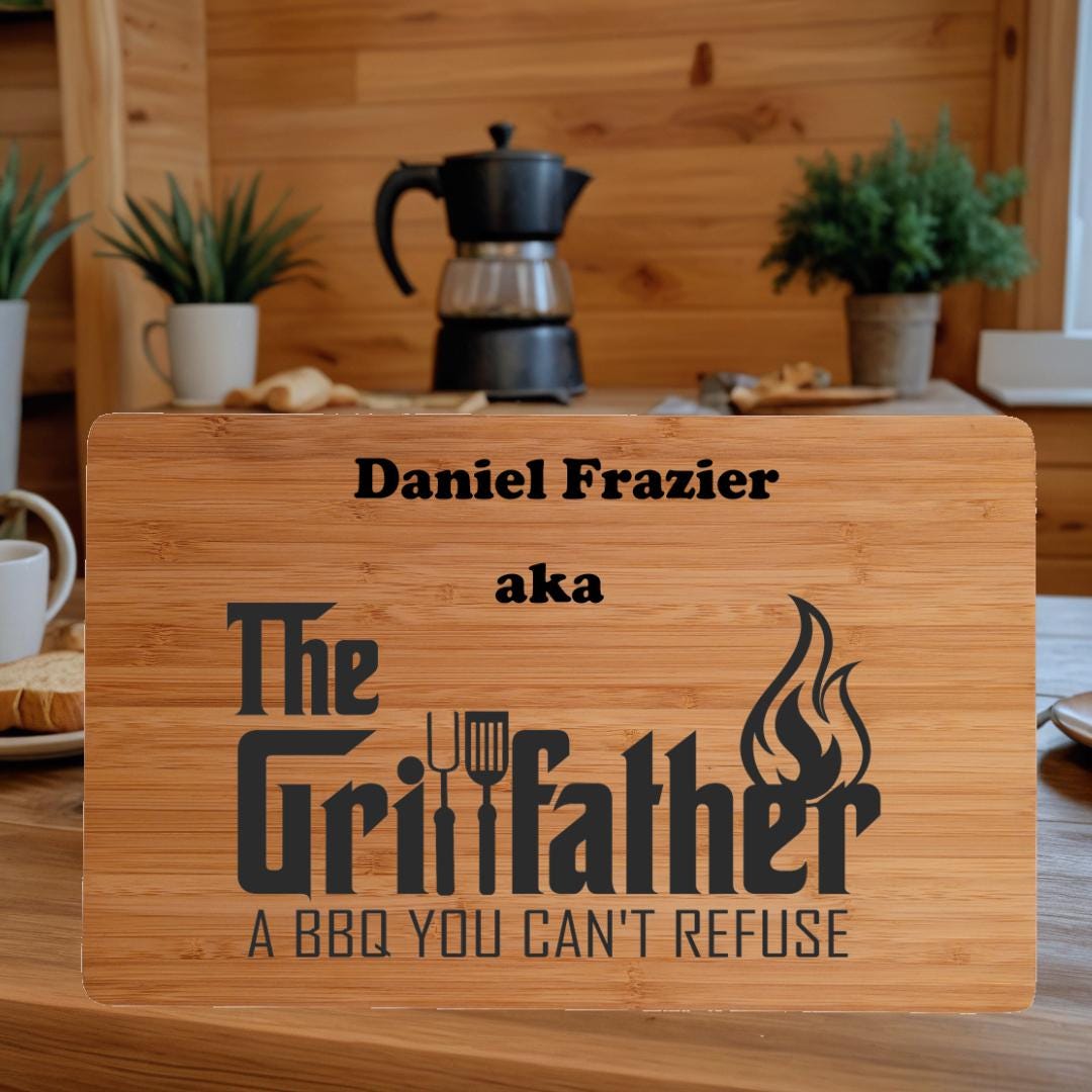 Personalized Cutting Board.  Gift for Him. The Grill Father Custom Gift for Husband, Father, Dad and Step Dad. Premium Bamboo Cutting Board.
