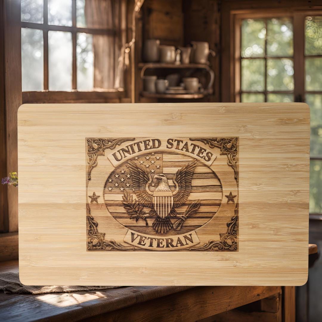 Personalized Army Veteran Bamboo Cutting Board: Engraved Patriotic Gift