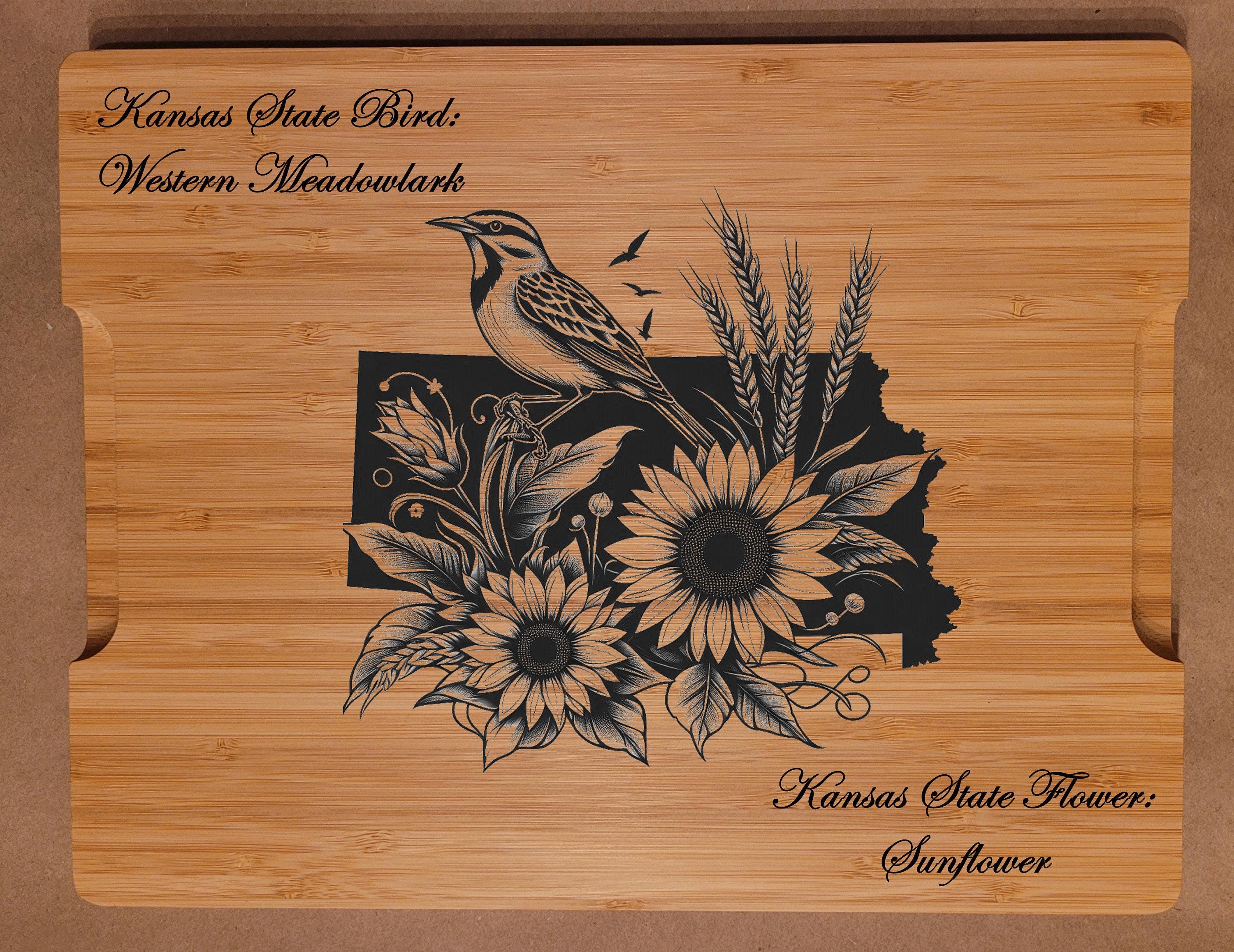 Personalized Maryland State Bird and Flower Bamboo Cutting Board