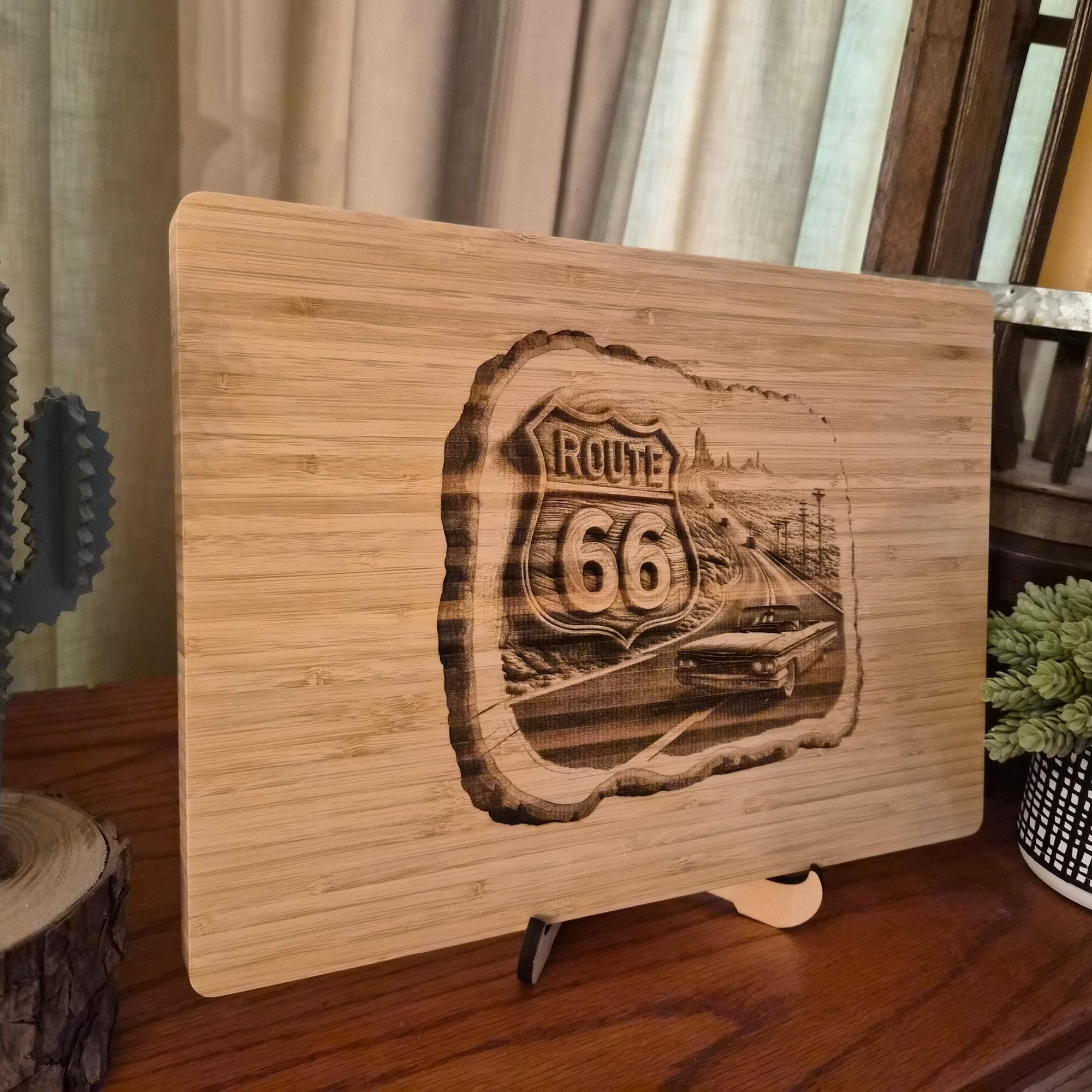 Personalized Route 66 Cutting Board: Engraved Nostalgic Kitchen Decor