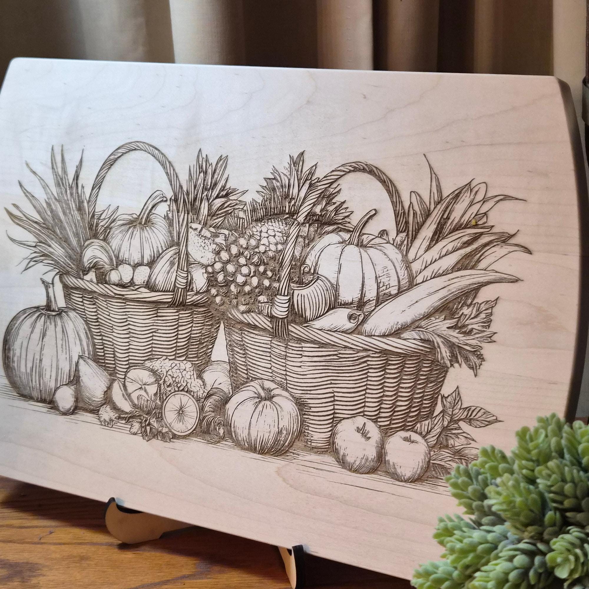 Personalized Maple Cutting Board: Engraved Fall Baskets, Thanksgiving Gift