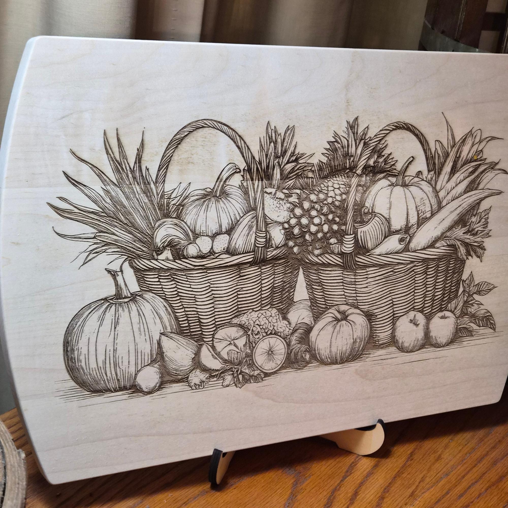 Personalized Maple Cutting Board: Engraved Fall Baskets, Thanksgiving Gift