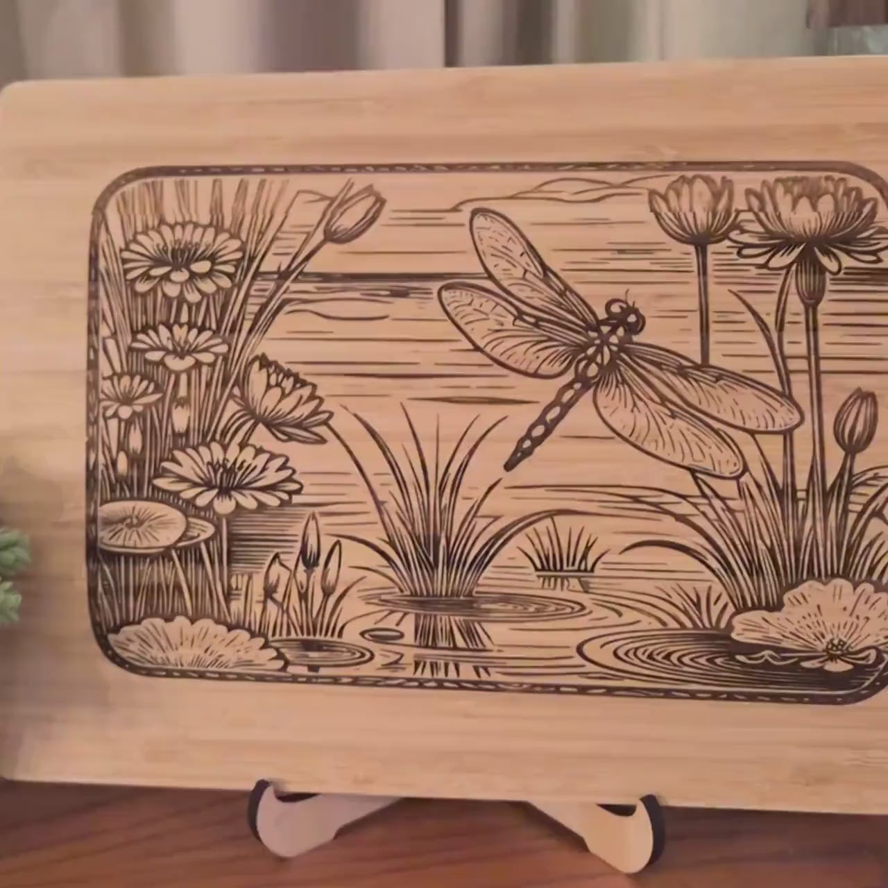 Personalized Dragonfly Cutting Board: Engraved Bamboo Kitchen Decor