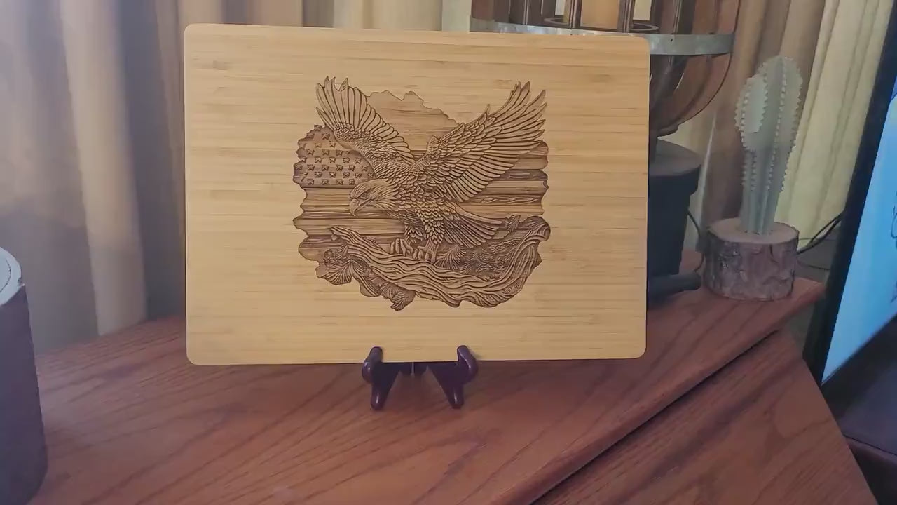 Personalized American Eagle Cutting Board: 3D Illusion Patriotic Decor