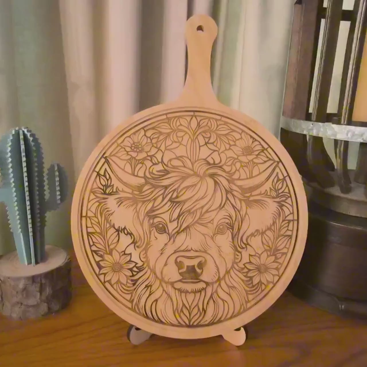 Highland Cow Bamboo Charcuterie Board: Laser Engraved Cutting Board