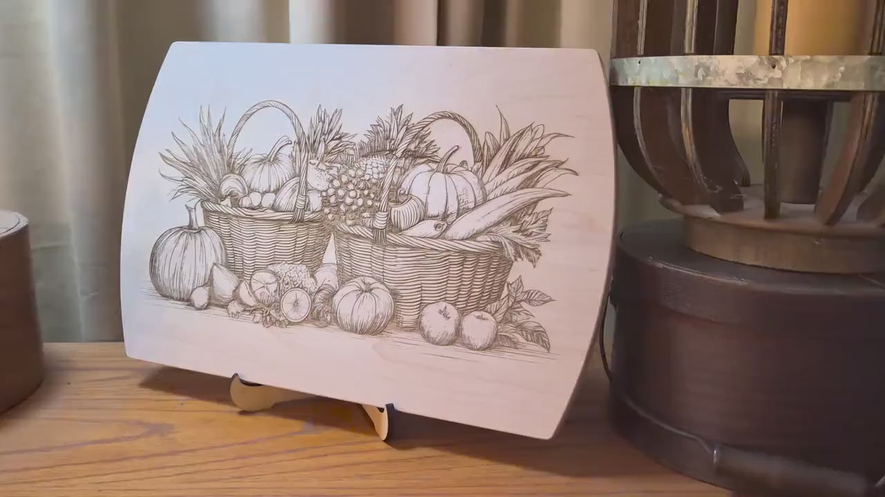Personalized Maple Cutting Board: Engraved Fall Baskets, Thanksgiving Gift