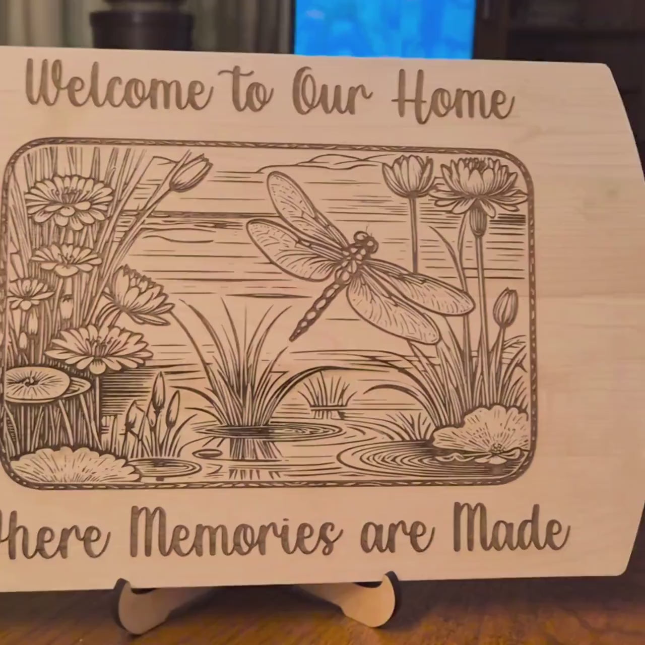 Personalized Dragonfly Cutting Board: Engraved Maple Kitchen Decor