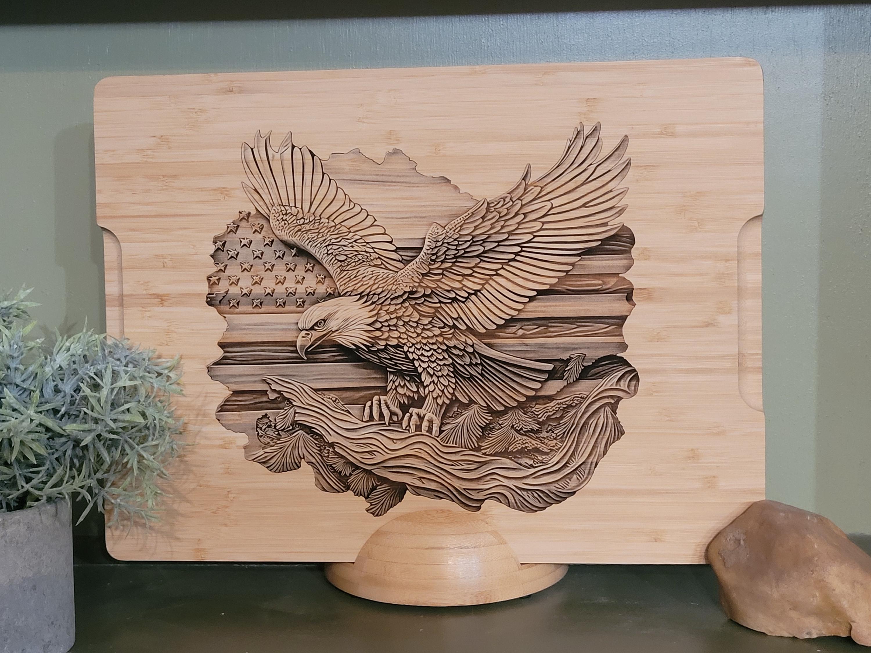 Personalized American Eagle Cutting Board: 3D Illusion Patriotic Decor