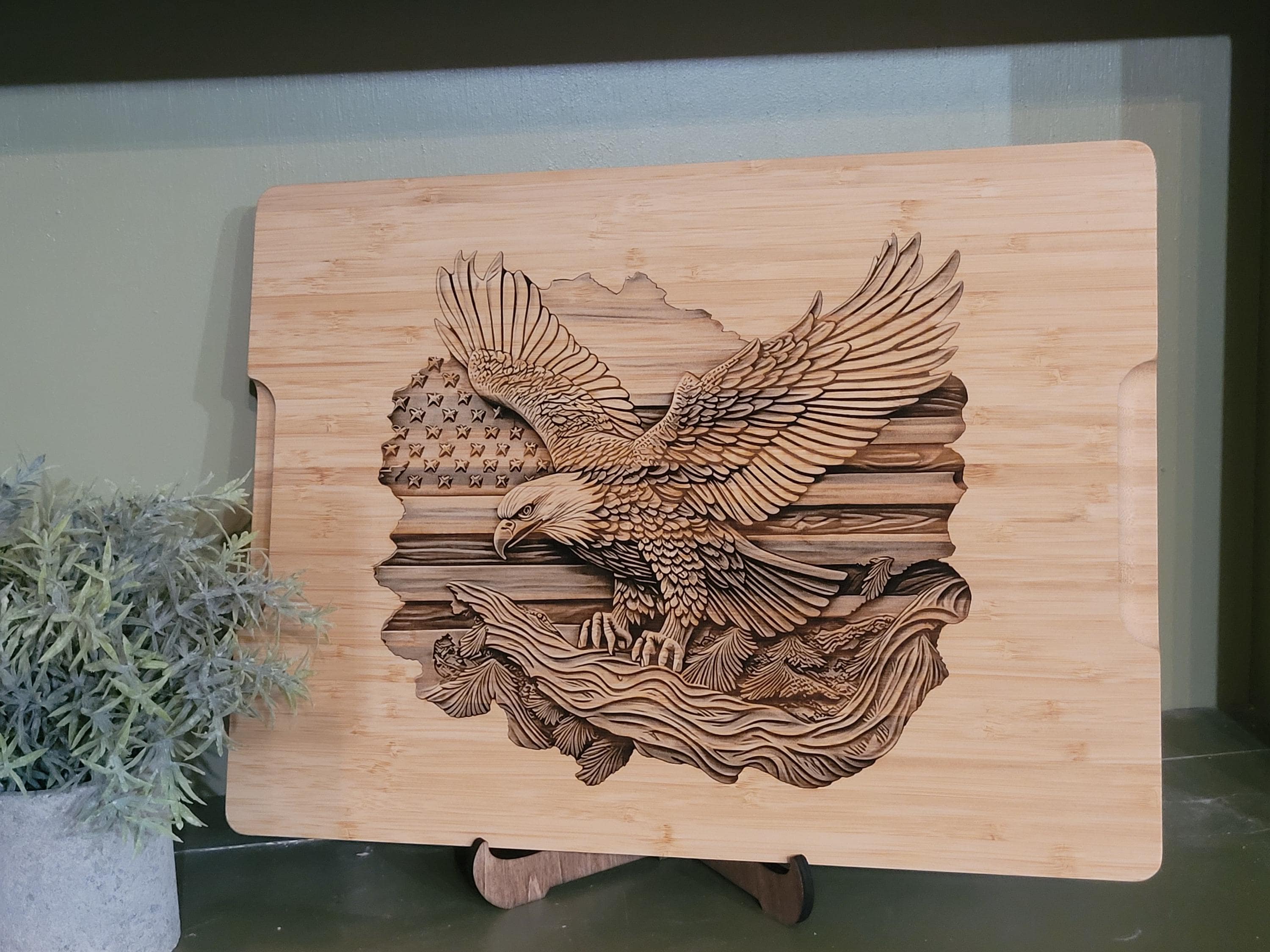 Personalized American Eagle Cutting Board: 3D Illusion Patriotic Decor