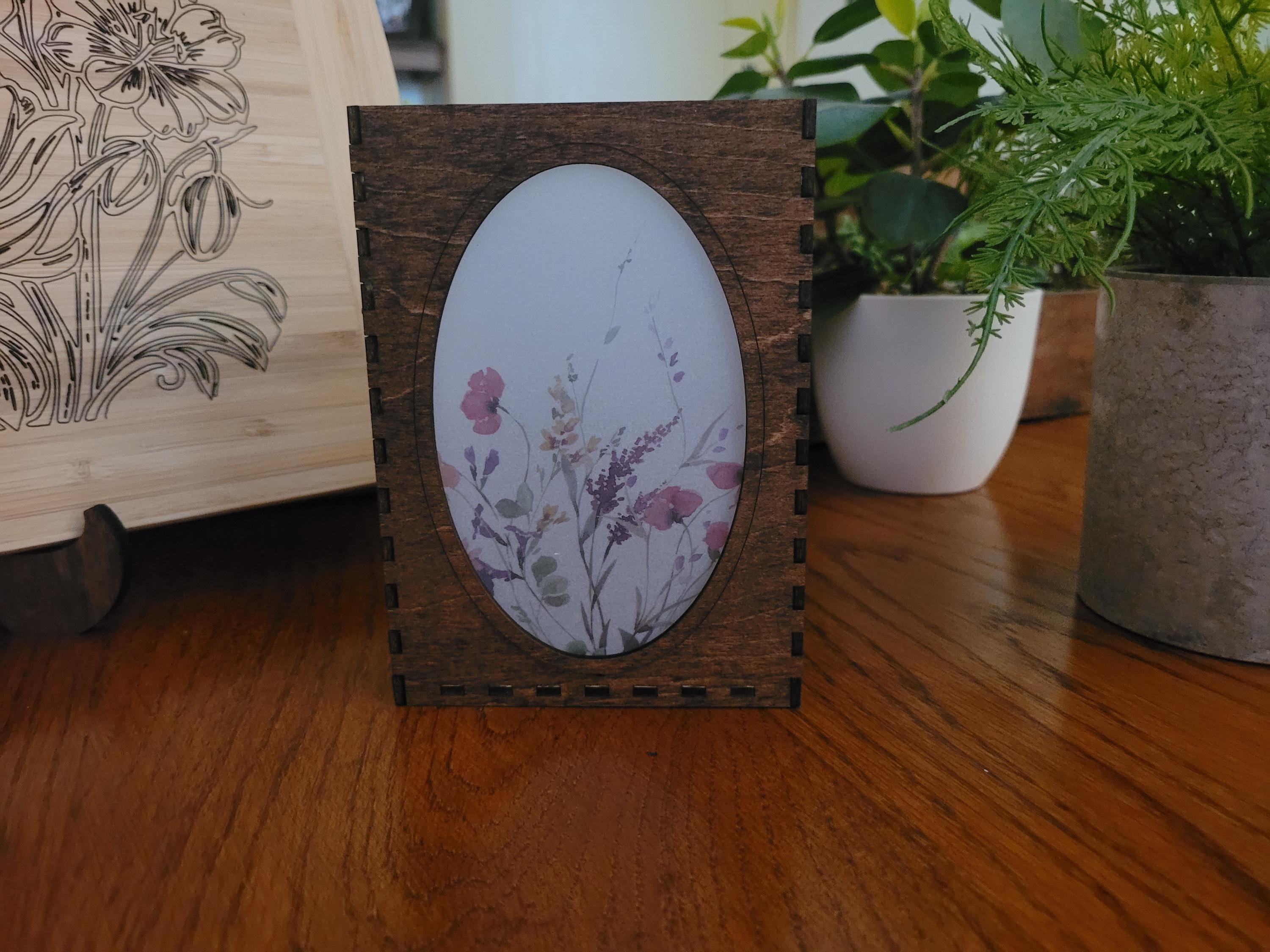Wedding Table Centerpiece Tea Light Lantern: Laser Cut Wood Lantern with English Chestnut Stain.