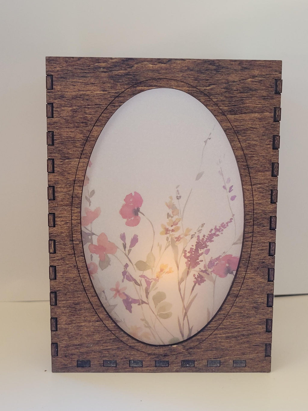 Wedding Table Centerpiece Tea Light Lantern: Laser Cut Wood Lantern with English Chestnut Stain.