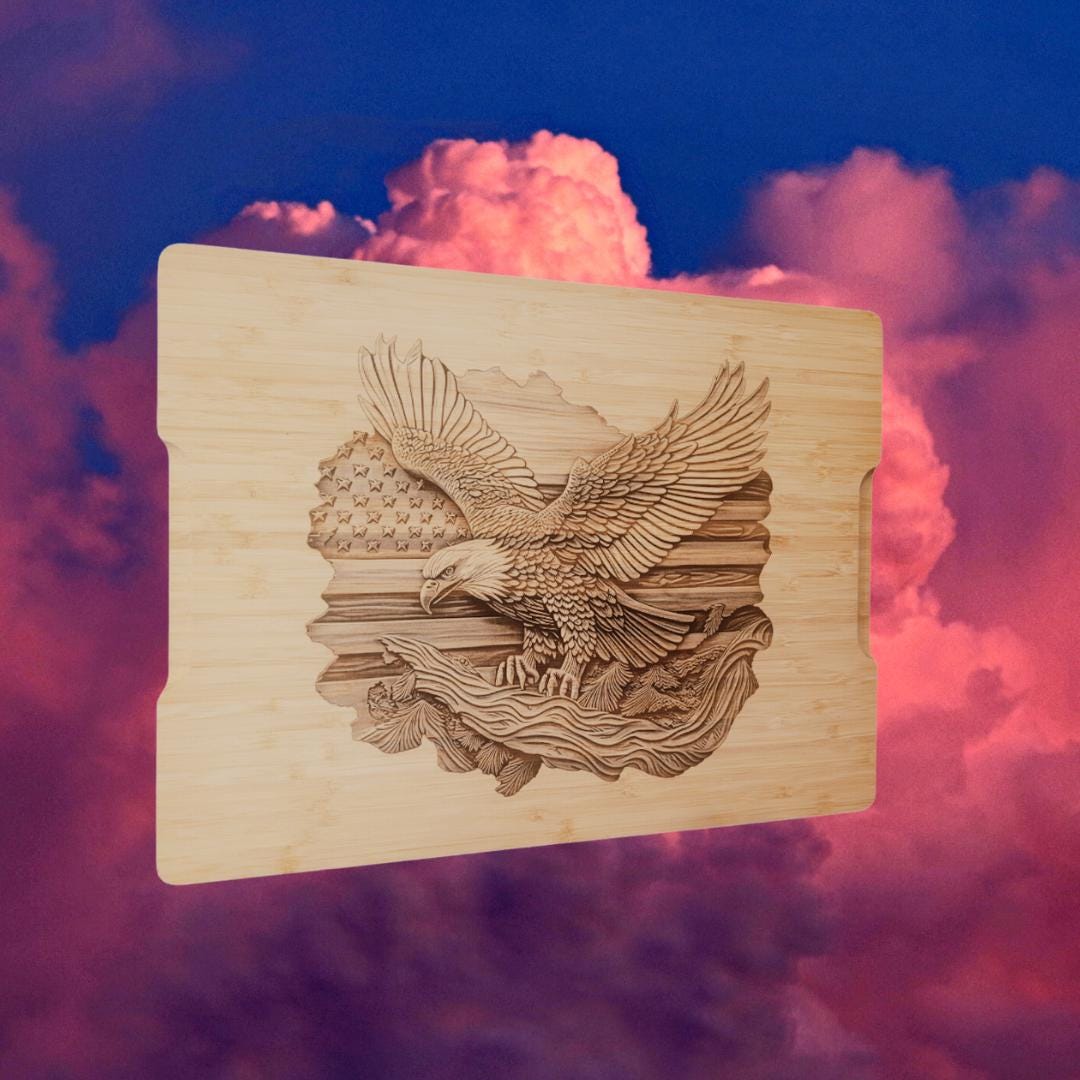 Personalized American Eagle Cutting Board: 3D Illusion Patriotic Decor