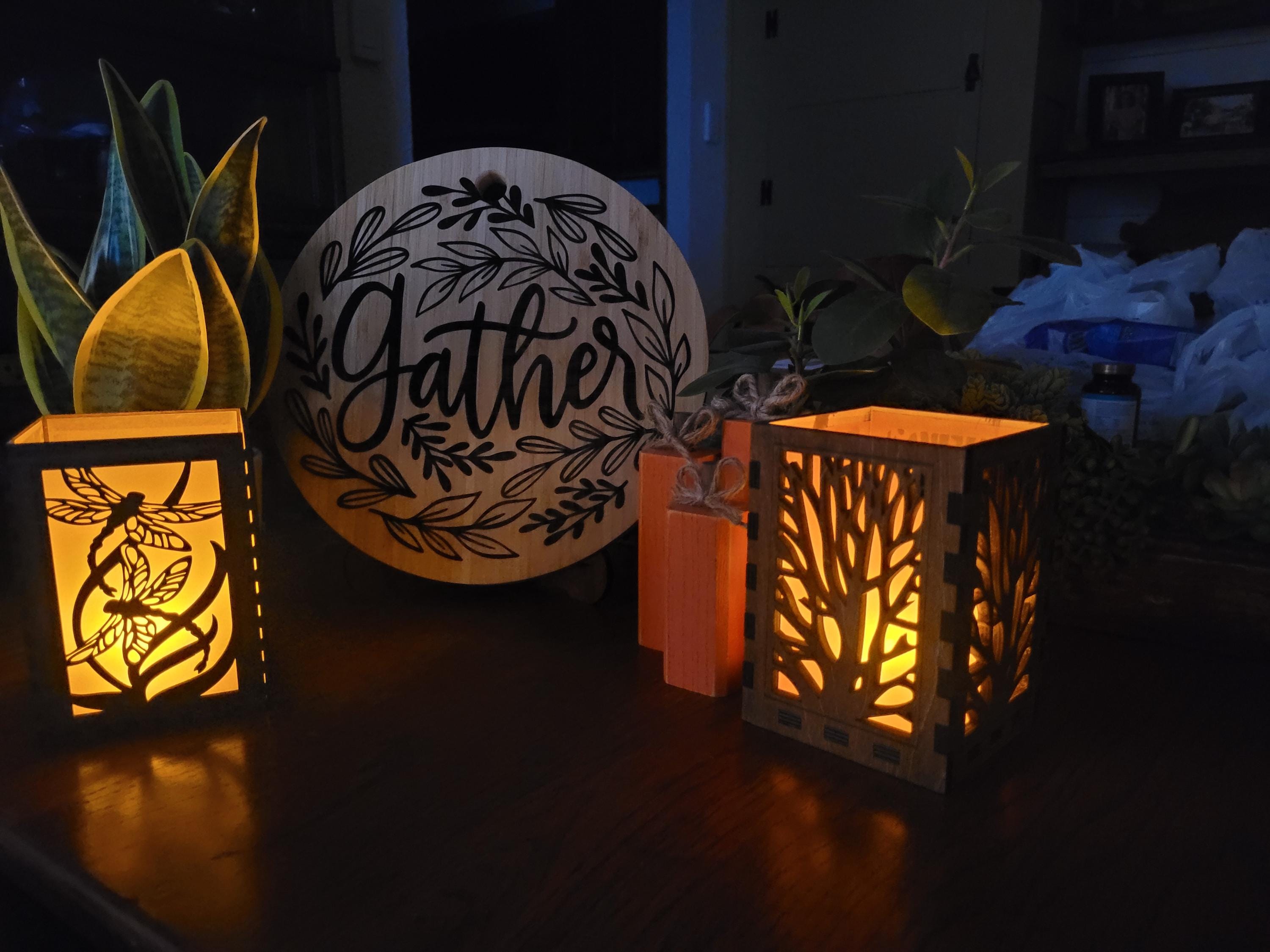 Personalized Bamboo Charcuterie Board: Engraved 'Gather' Graphic