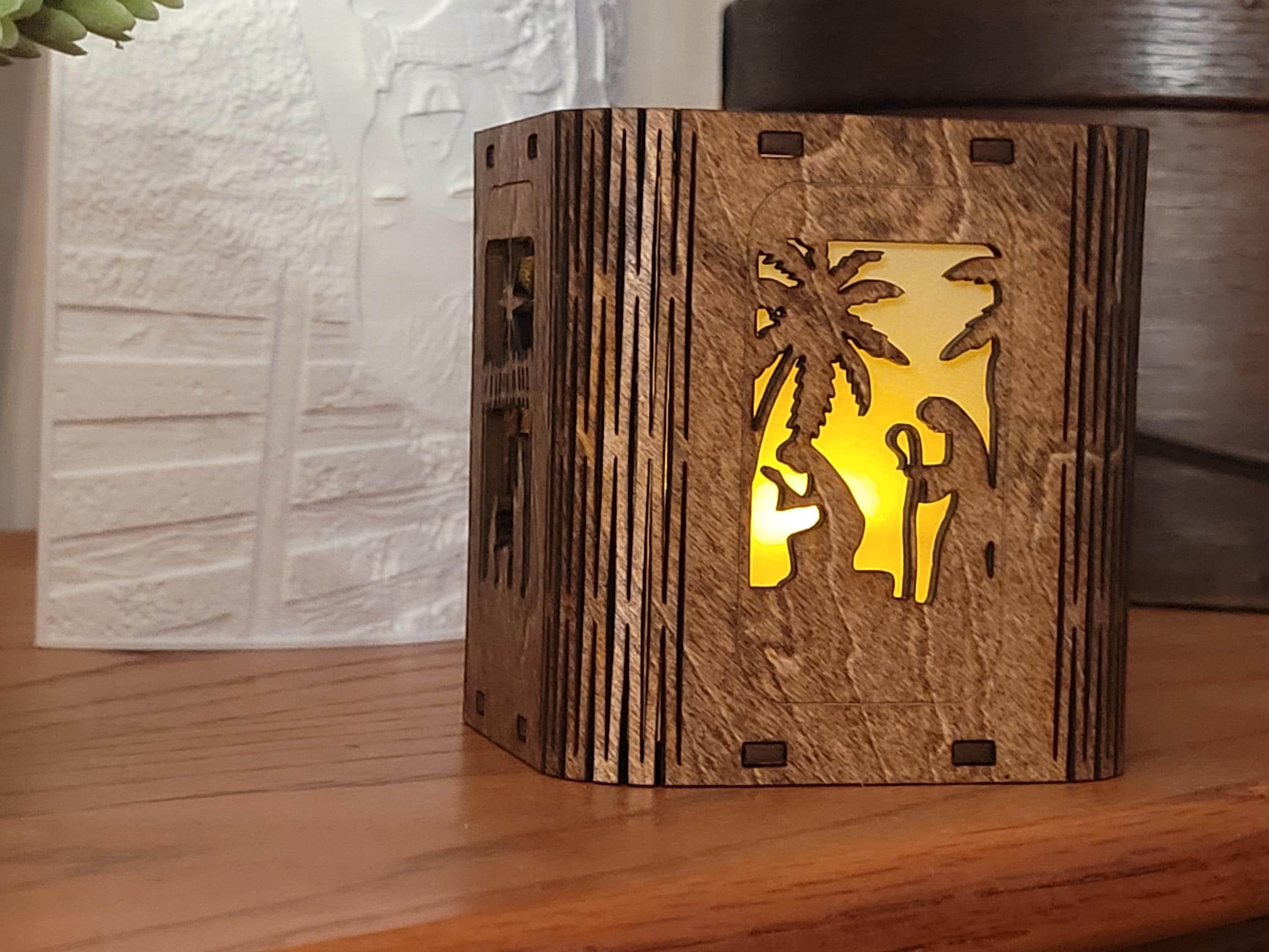 Personalized Easter Lantern: Laser Cut Basswood Tea Light Holder
