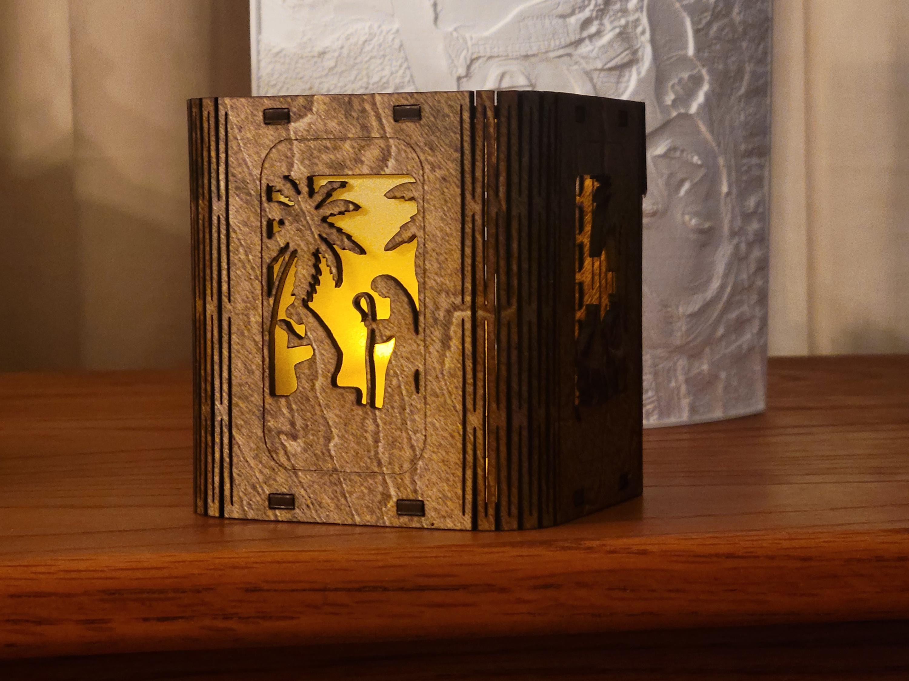 Personalized Easter Lantern: Laser Cut Basswood Tea Light Holder