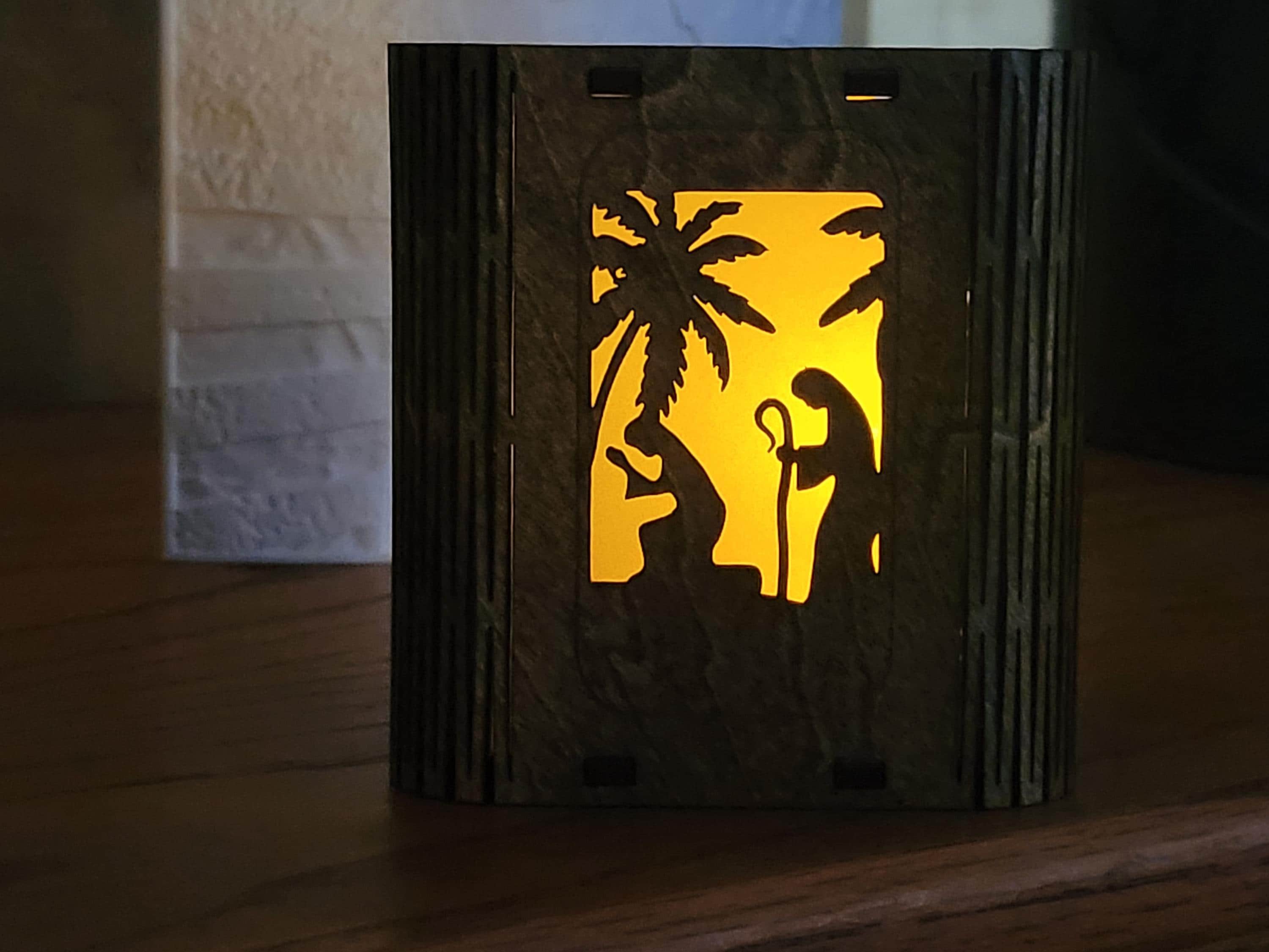 Personalized Easter Lantern: Laser Cut Basswood Tea Light Holder