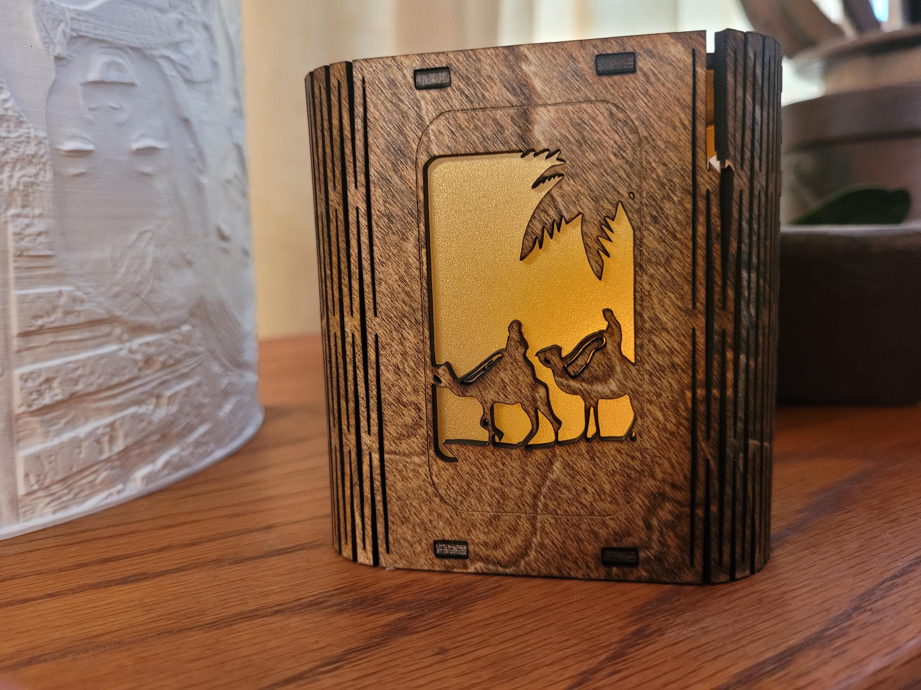 Personalized Easter Lantern: Laser Cut Basswood Tea Light Holder