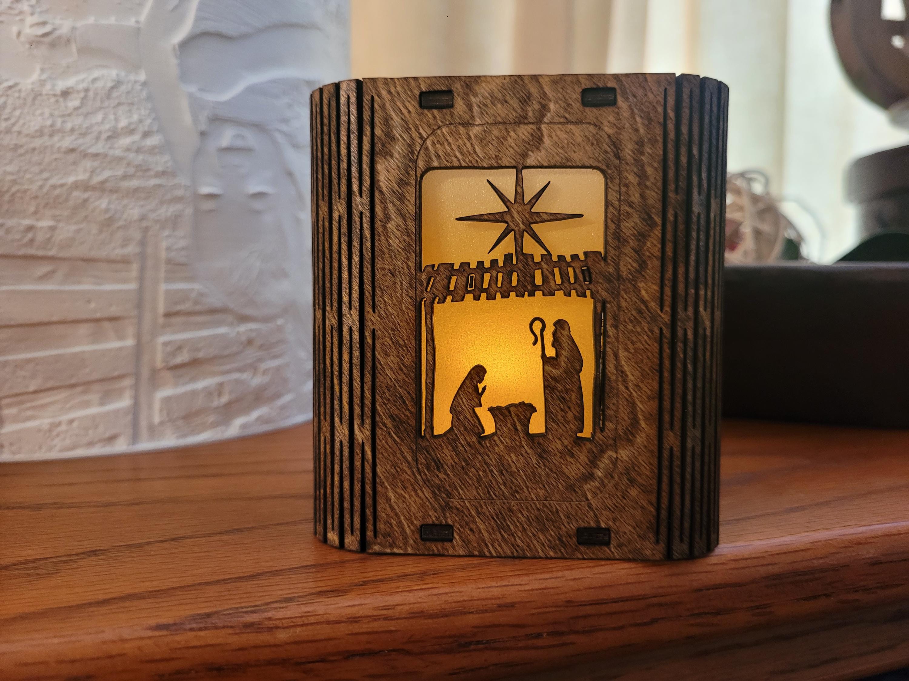 Personalized Easter Lantern: Laser Cut Basswood Tea Light Holder