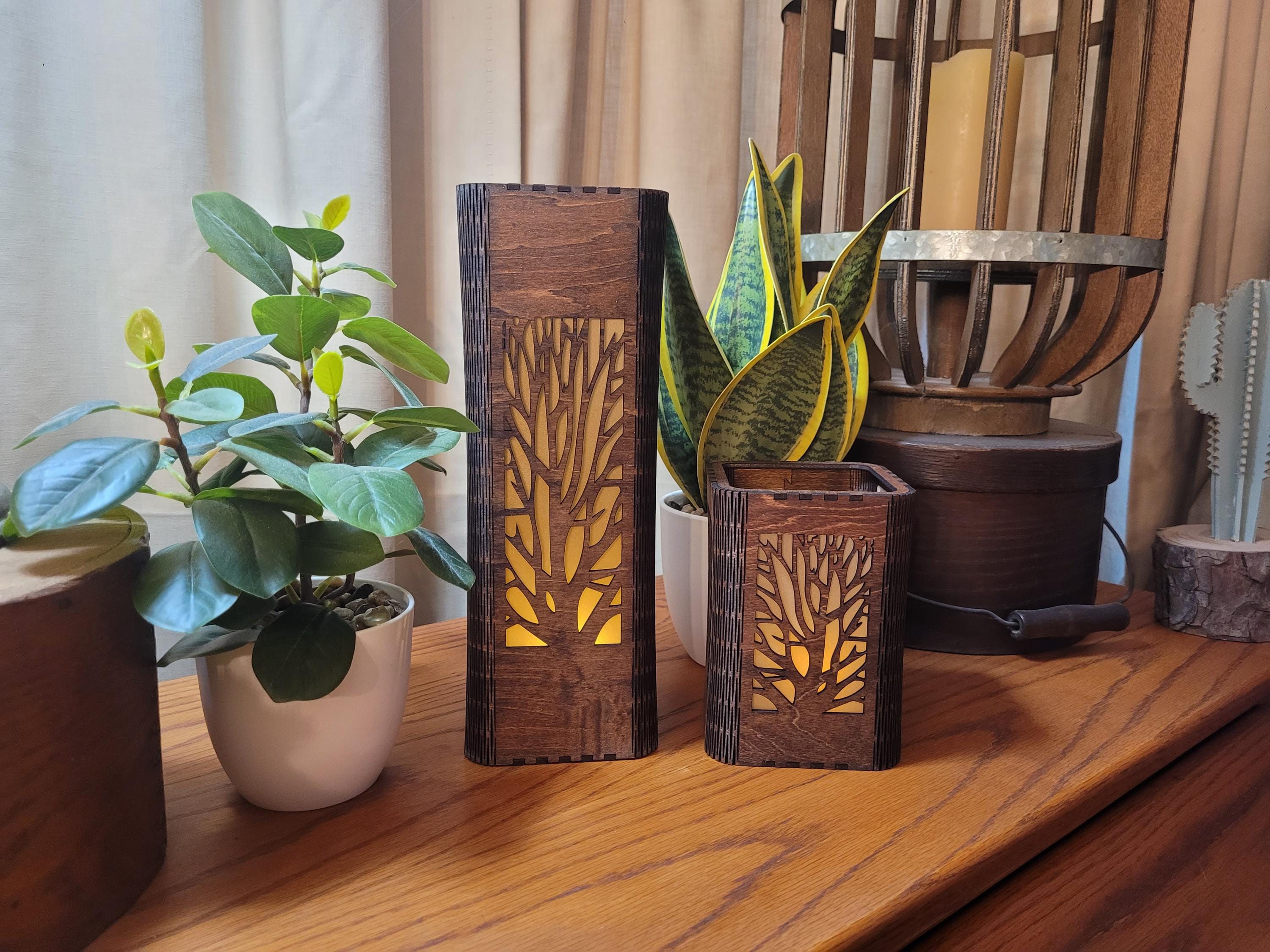 Tall Tea Light Lantern | Gift for Her| Personalized Tea Light Holder | Custom Laser Cut Anniversary, Birthday and Housewarming Gift