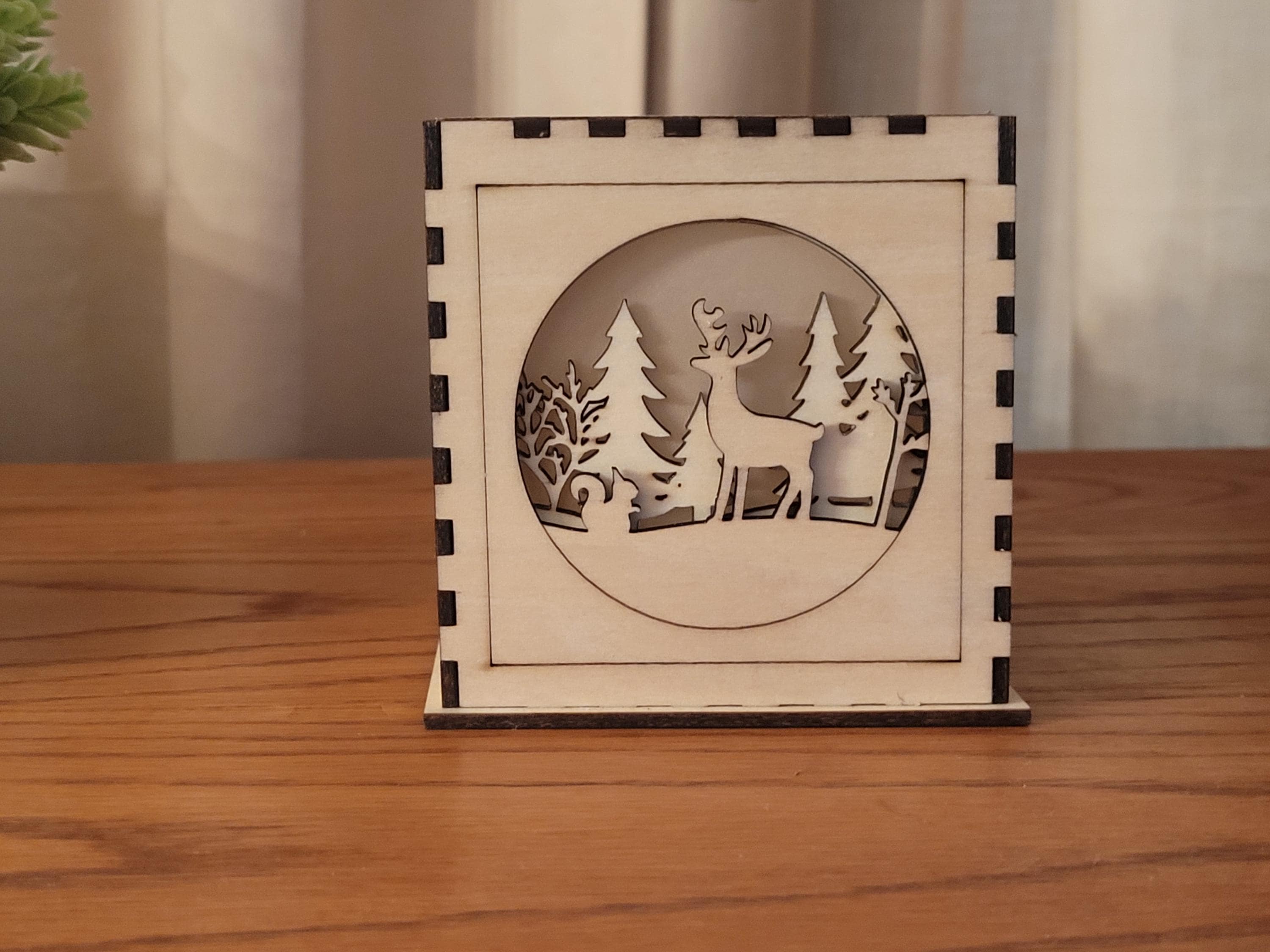 Wooden Tea Light Lantern - Nature Scene Home Decor - Unique Housewarming & Birthday Gift