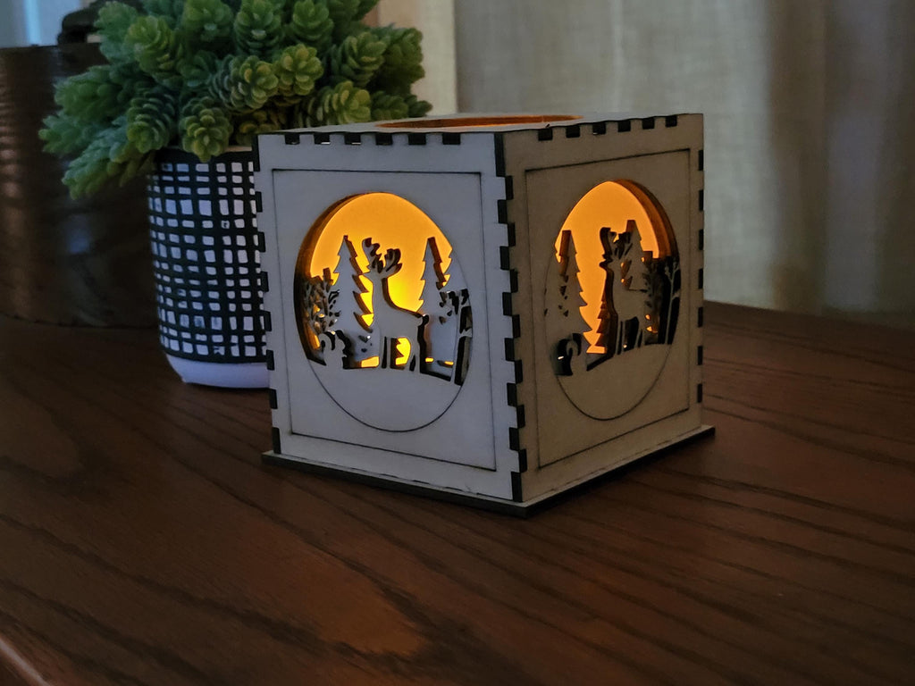 Wooden Tea Light Lantern - Nature Scene Home Decor - Unique Housewarming & Birthday Gift