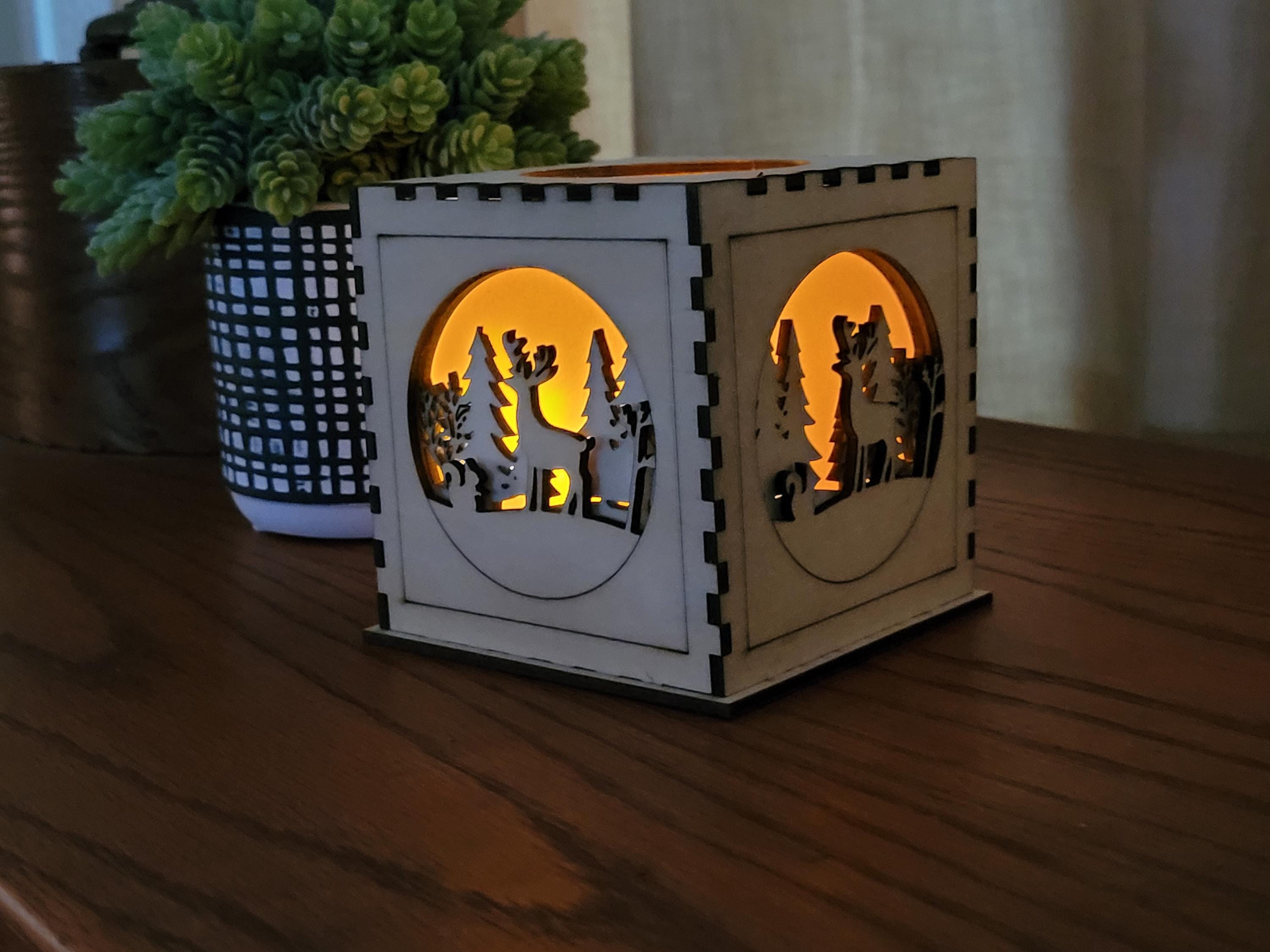 Wooden Tea Light Lantern - Nature Scene Home Decor - Unique Housewarming & Birthday Gift