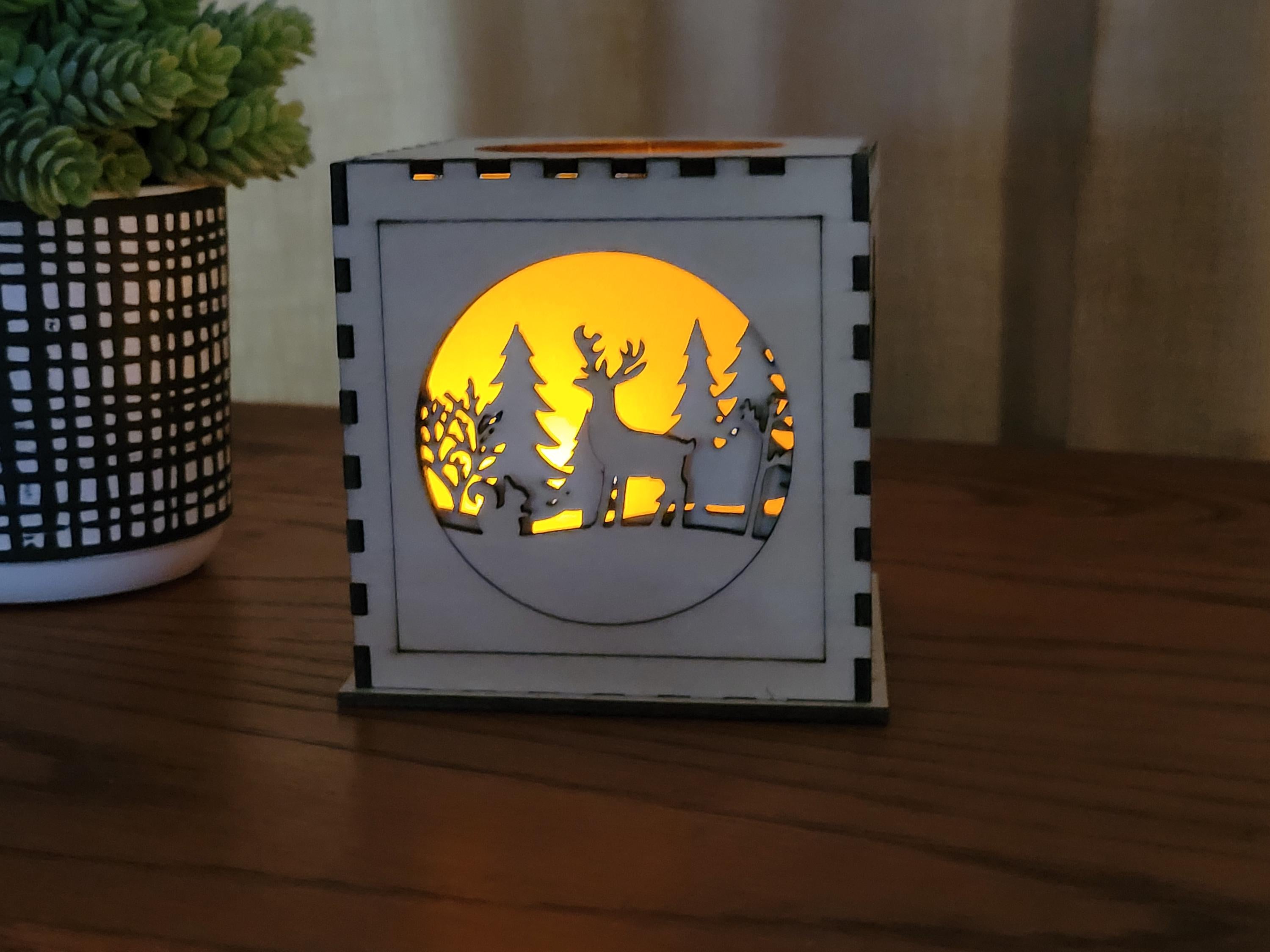 Wooden Tea Light Lantern - Nature Scene Home Decor - Unique Housewarming & Birthday Gift