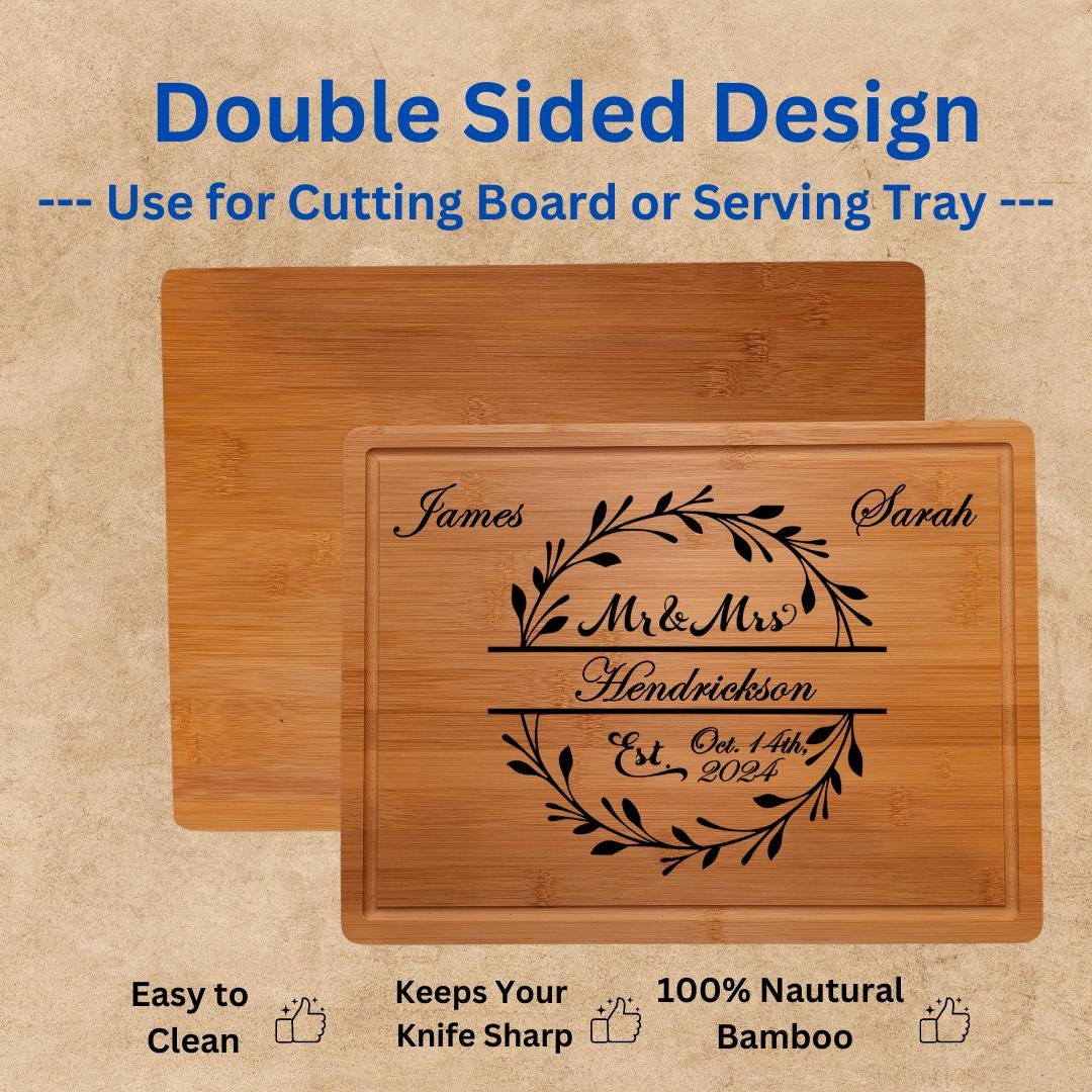 Personalized Cutting Boards | Custom Engraved Family Monogram | Anniversary Gift |  Personalized Housewarming, Birthday or Wedding Gift