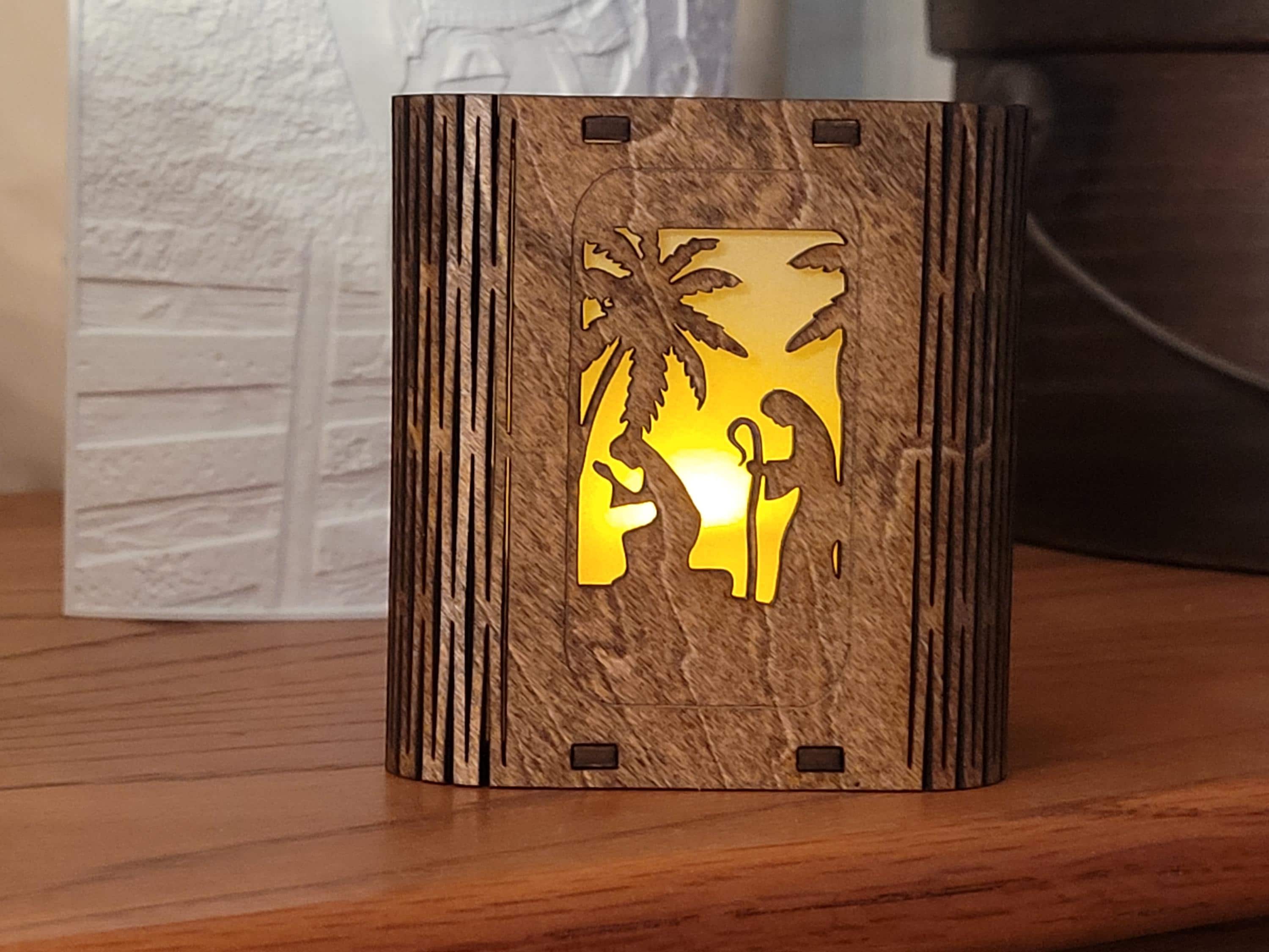 Personalized Easter Lantern: Laser Cut Basswood Tea Light Holder