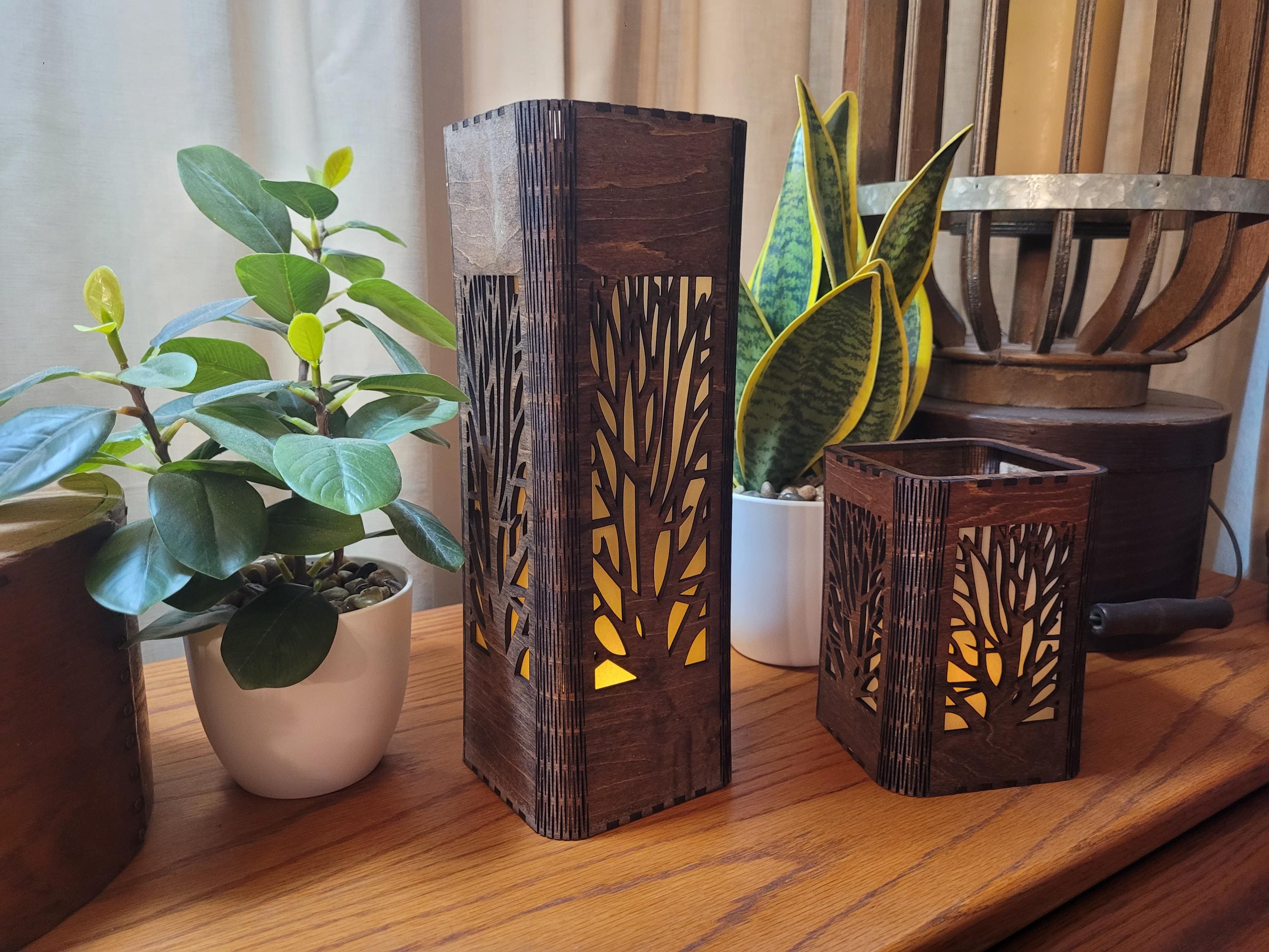 Tall Tea Light Lantern | Gift for Her| Personalized Tea Light Holder | Custom Laser Cut Anniversary, Birthday and Housewarming Gift
