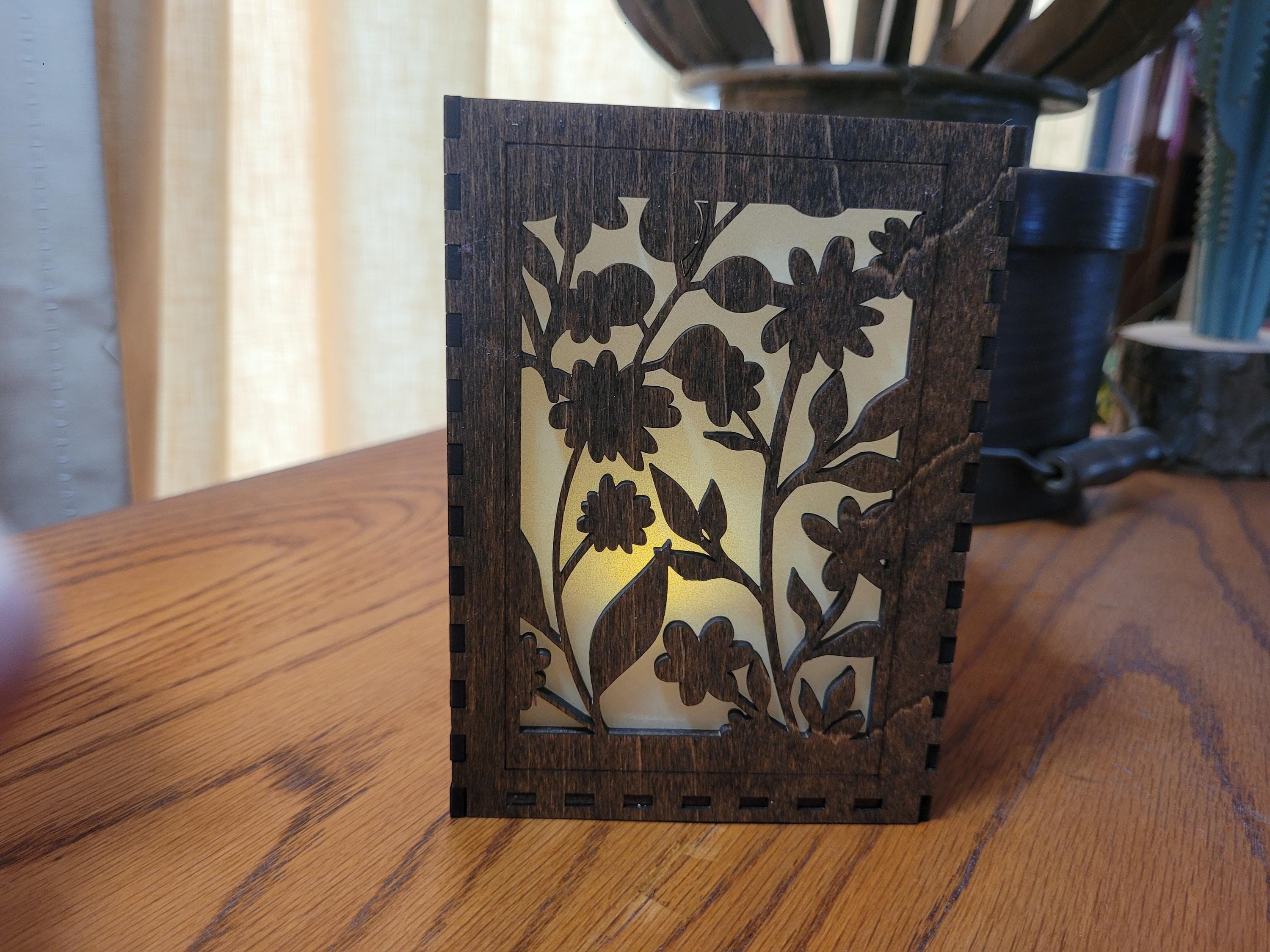 Floral Tea Light Lantern: Laser Cut Wedding Centerpiece. Personalized Wedding Decor.