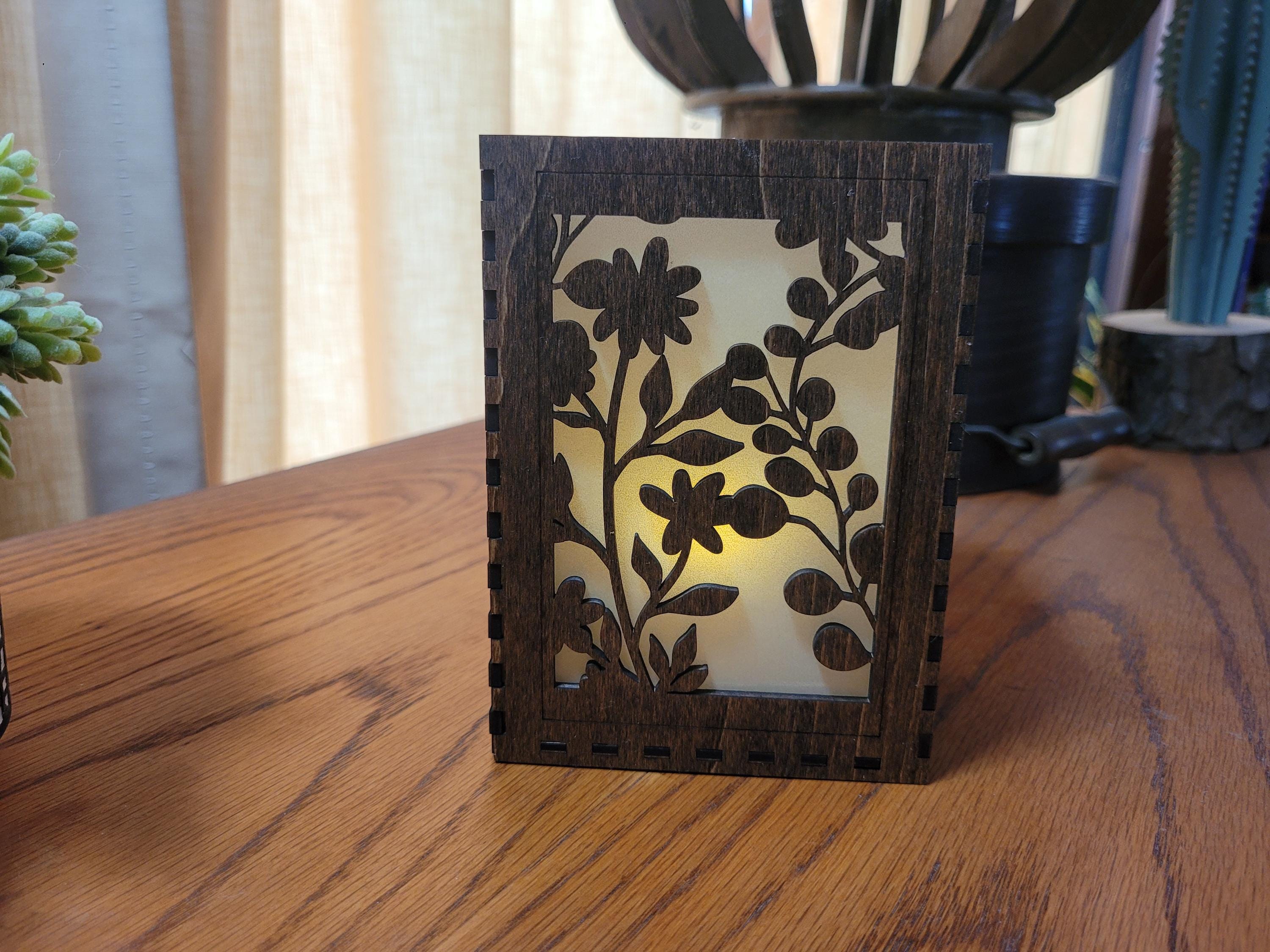 Floral Tea Light Lantern: Laser Cut Wedding Centerpiece. Personalized Wedding Decor.