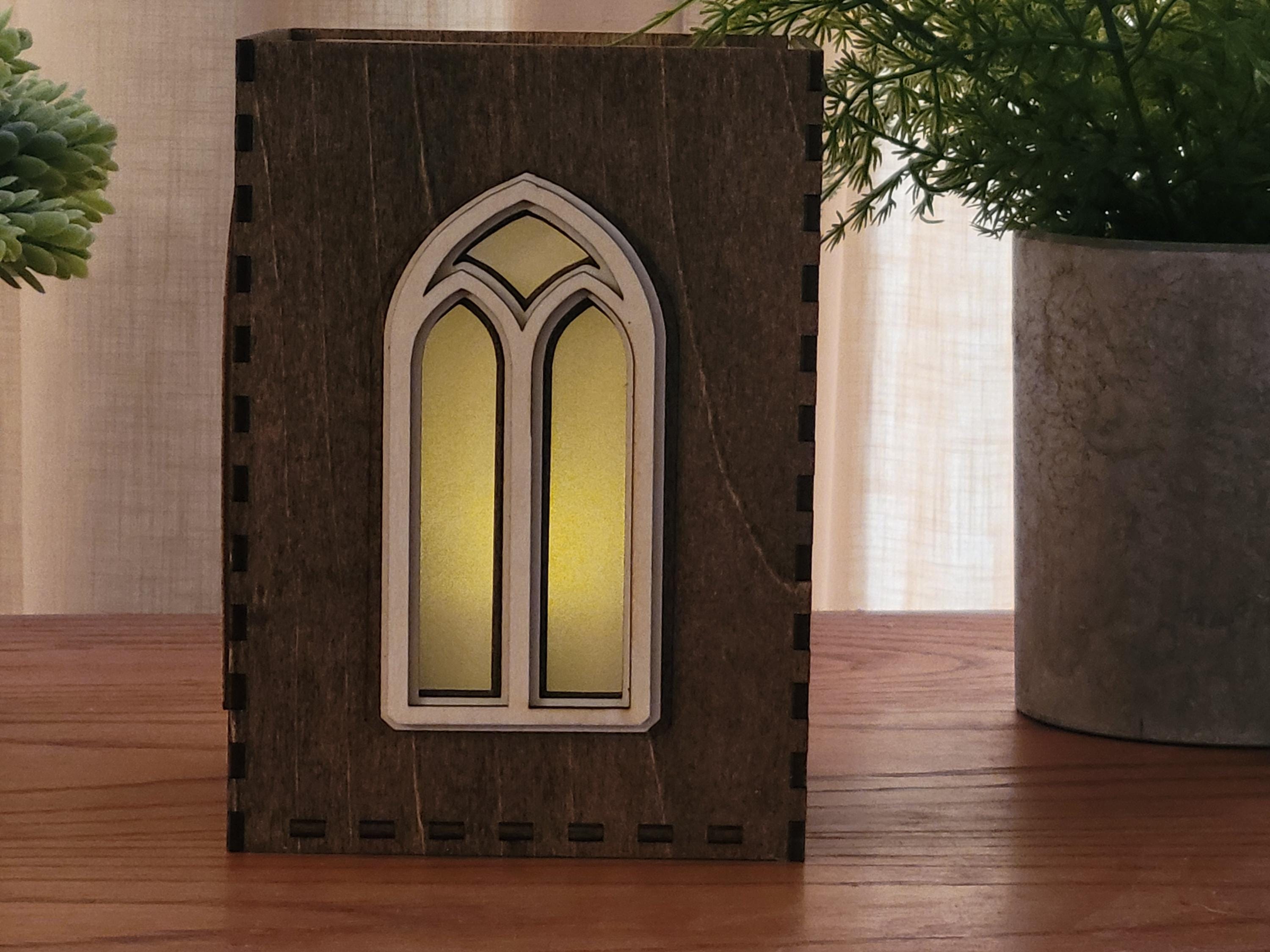 Cathedral Tea Light Lantern | Arched Windows Laser Cut Lantern. House Warming Gift |