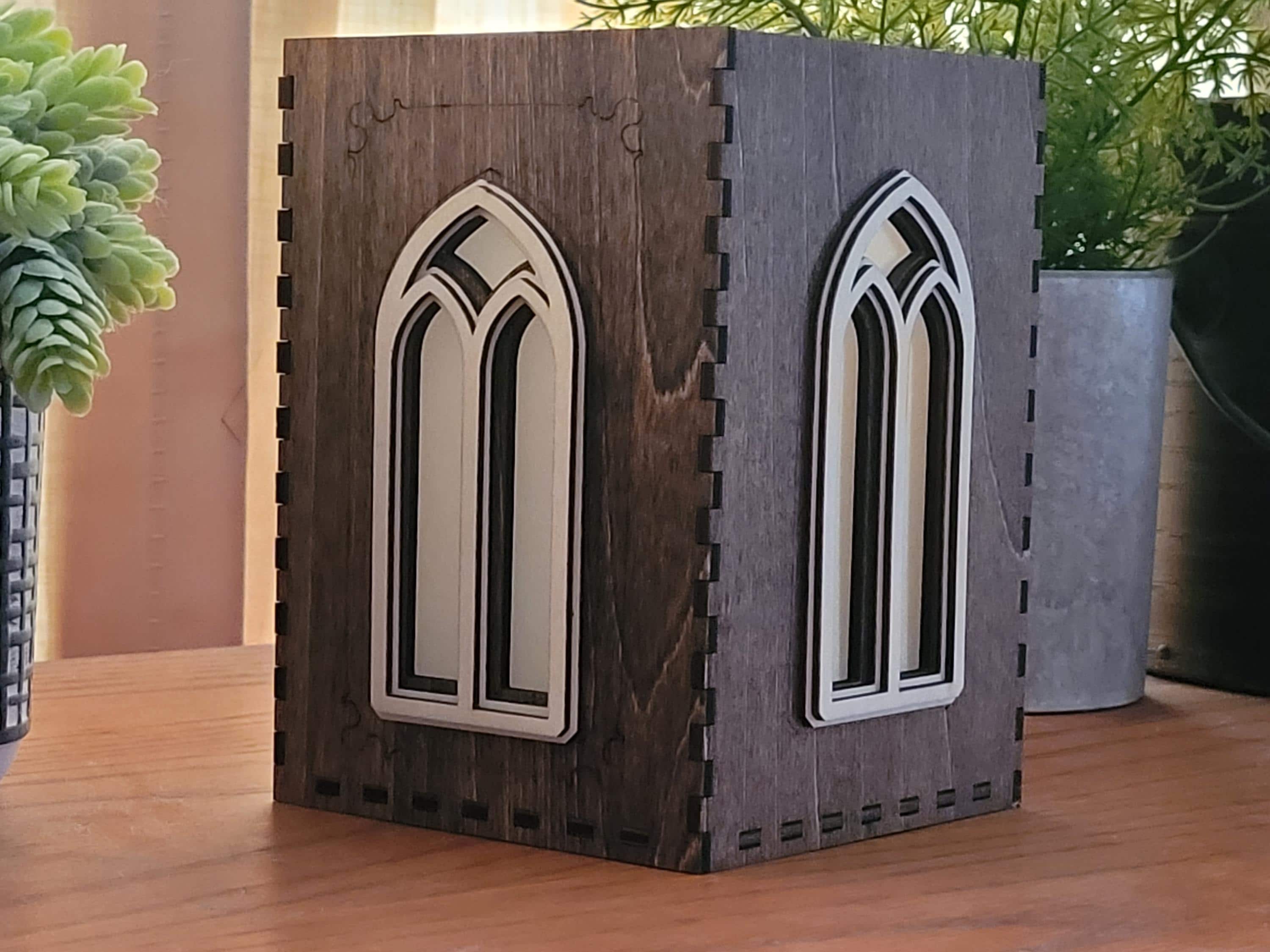 Cathedral Tea Light Lantern | Arched Windows Laser Cut Lantern. House Warming Gift |