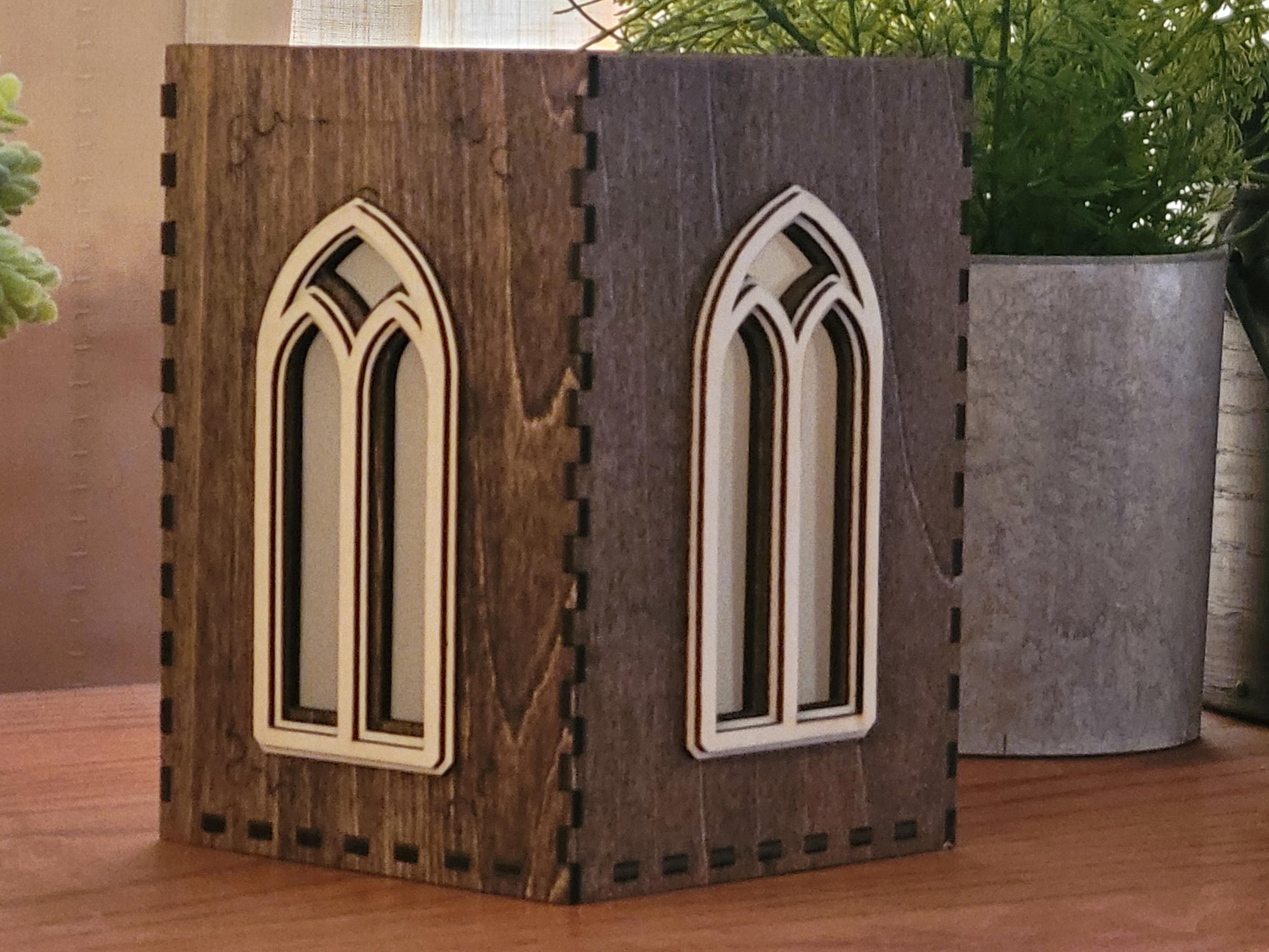 Cathedral Tea Light Lantern | Arched Windows Laser Cut Lantern. House Warming Gift |