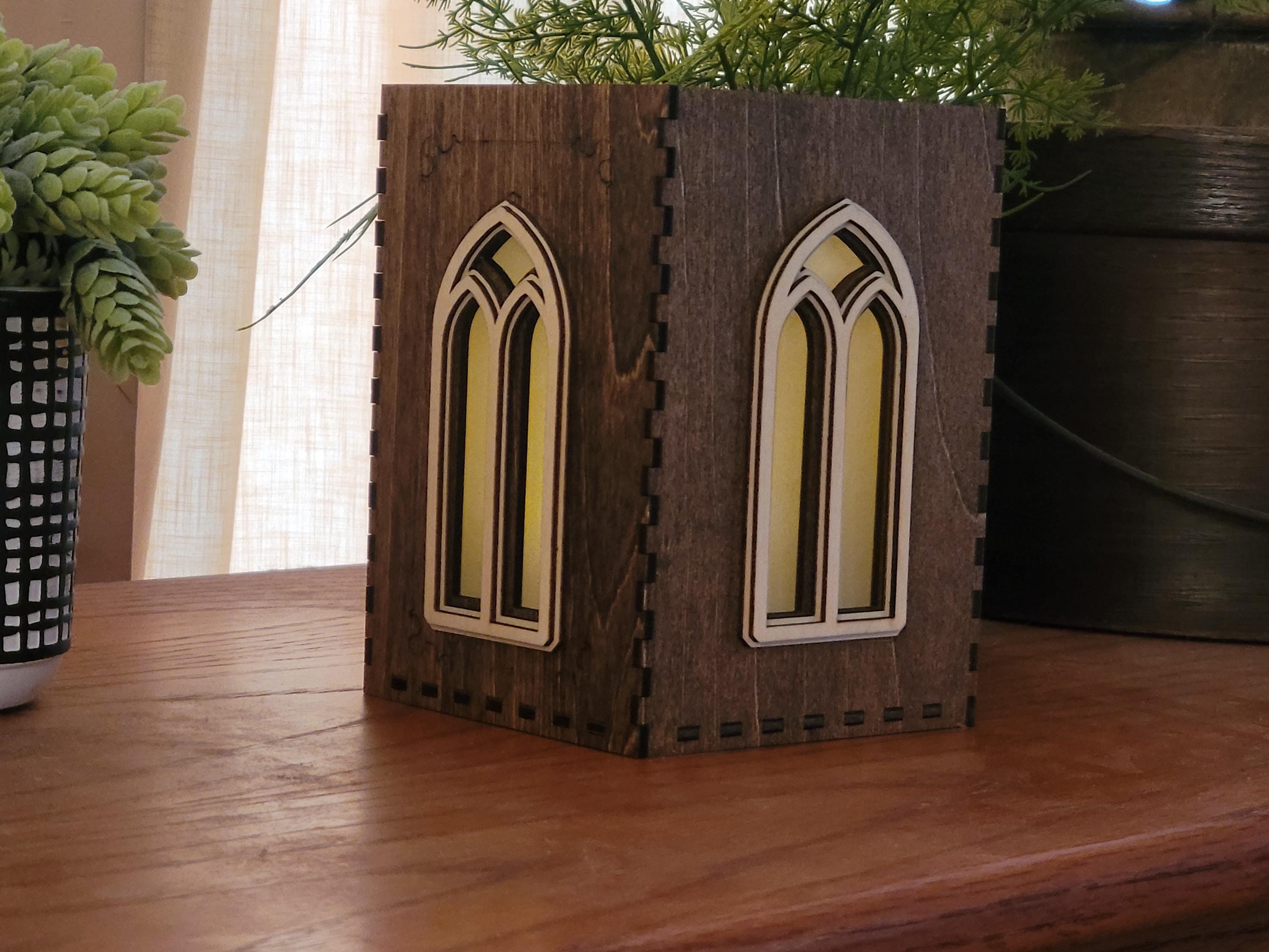 Cathedral Tea Light Lantern | Arched Windows Laser Cut Lantern. House Warming Gift |