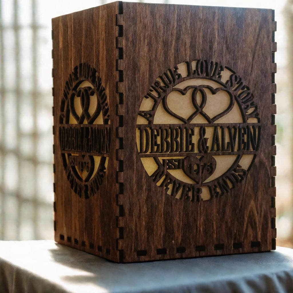 Engagement Tea Light Lantern | Wedding Table Decoration | Laser Cut with Names and Dates