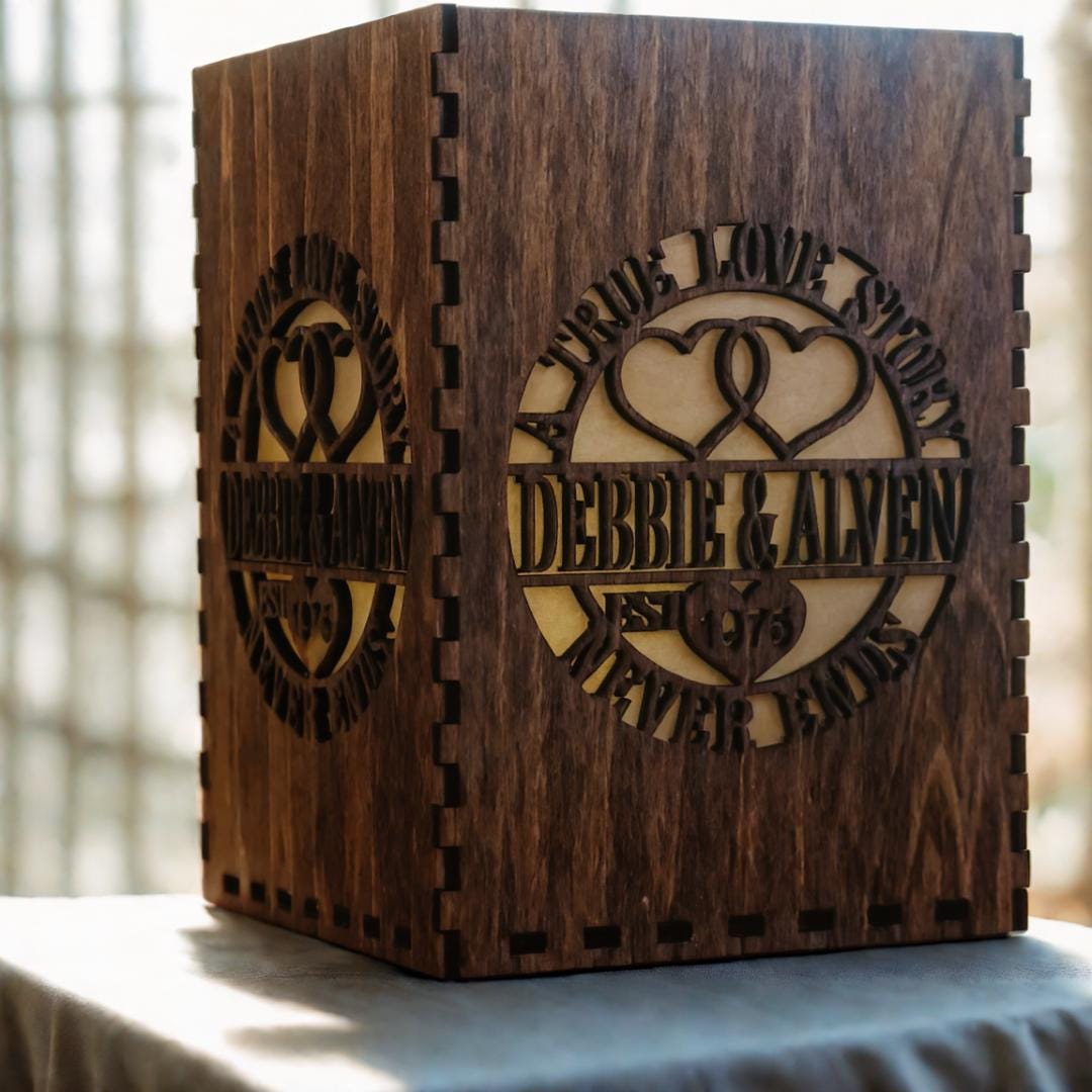 Engagement Tea Light Lantern | Wedding Table Decoration | Laser Cut with Names and Dates