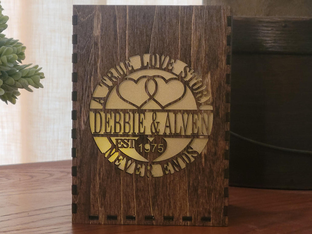Engagement Tea Light Lantern | Wedding Table Decoration | Laser Cut with Names and Dates
