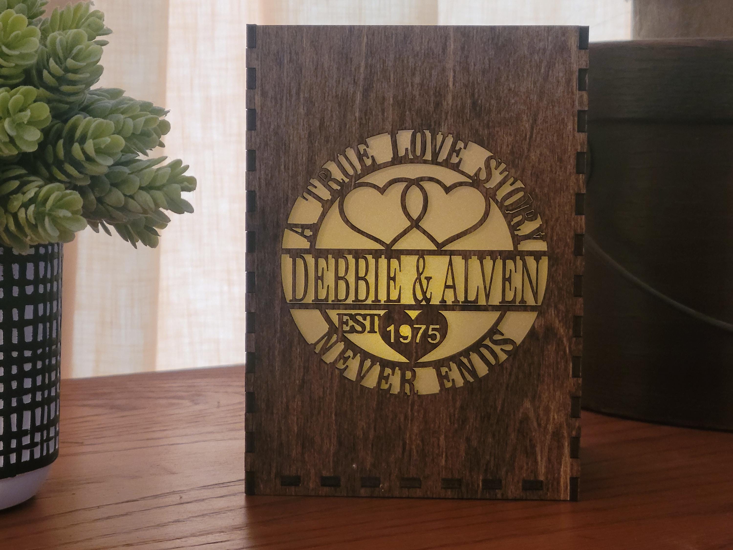 Engagement Tea Light Lantern | Wedding Table Decoration | Laser Cut with Names and Dates