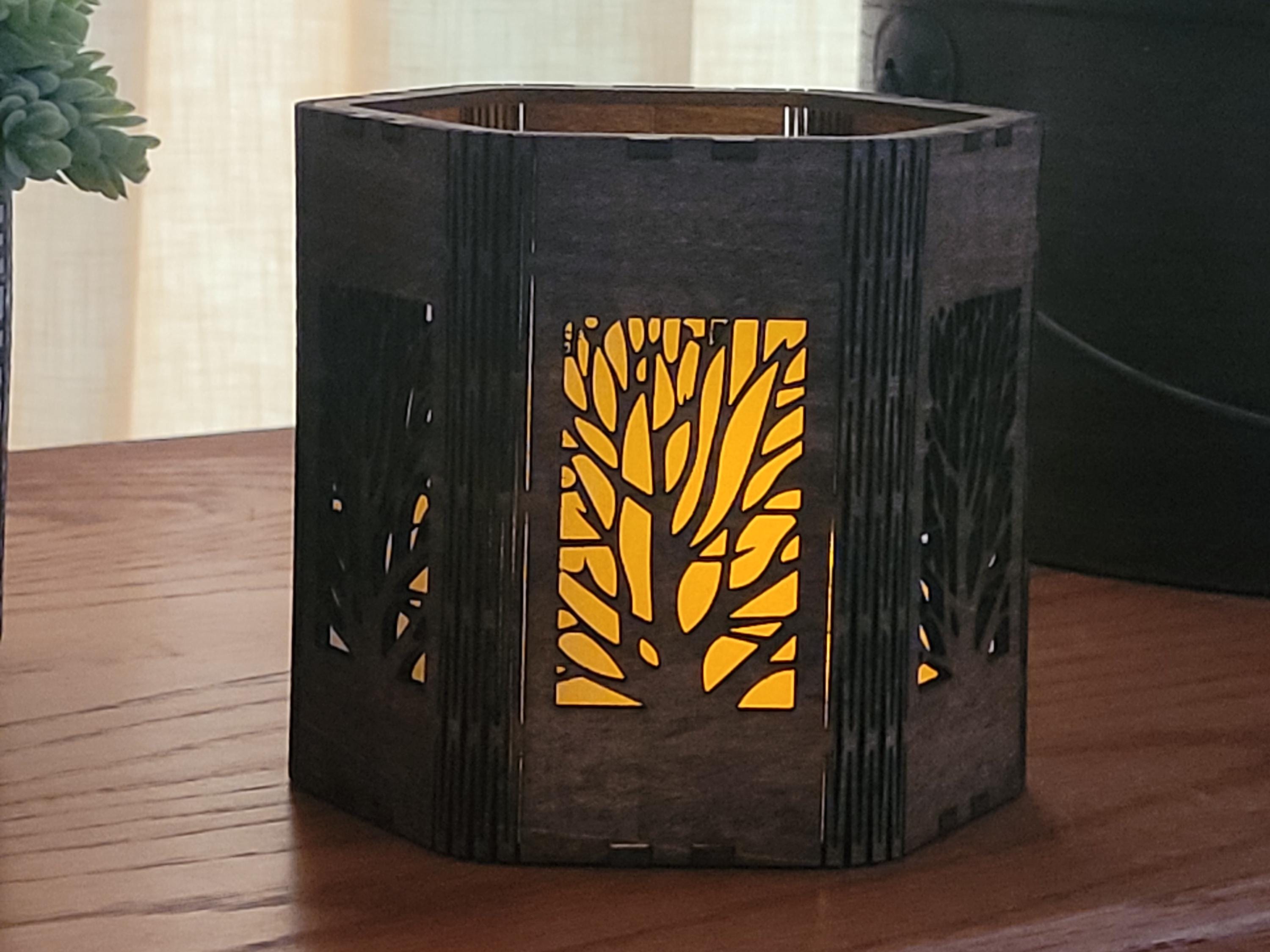 Nature Scene Tea Light Lantern. Engraved Basswood, Rustic Home Decor. Anniversary, Birthday, Housewarming Gift |