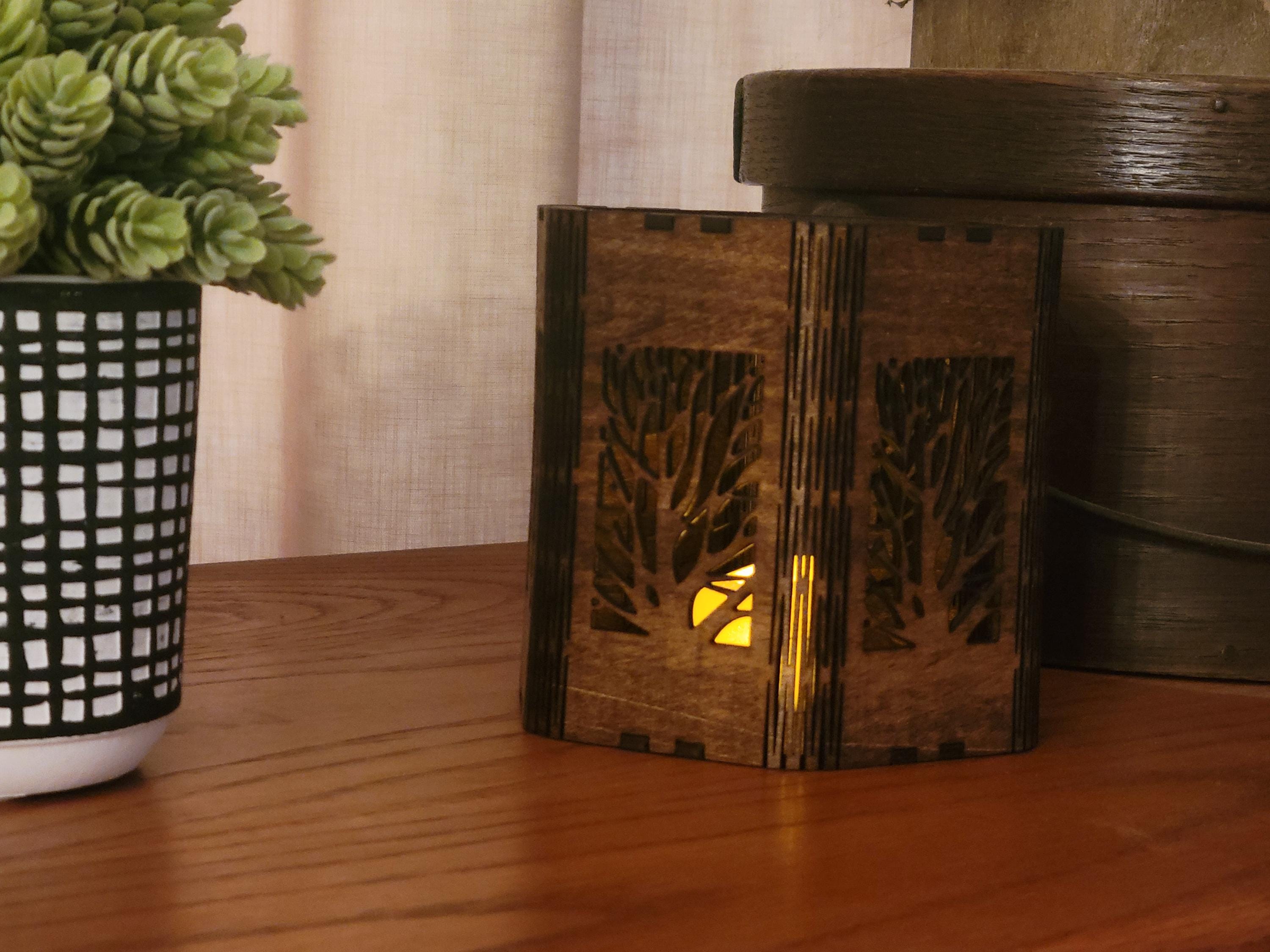 Nature Scene Tea Light Lantern. Engraved Basswood, Rustic Home Decor. Anniversary, Birthday, Housewarming Gift |