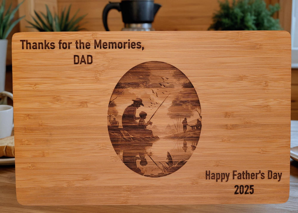 Custom Cutting Board Fishing on the Bank.