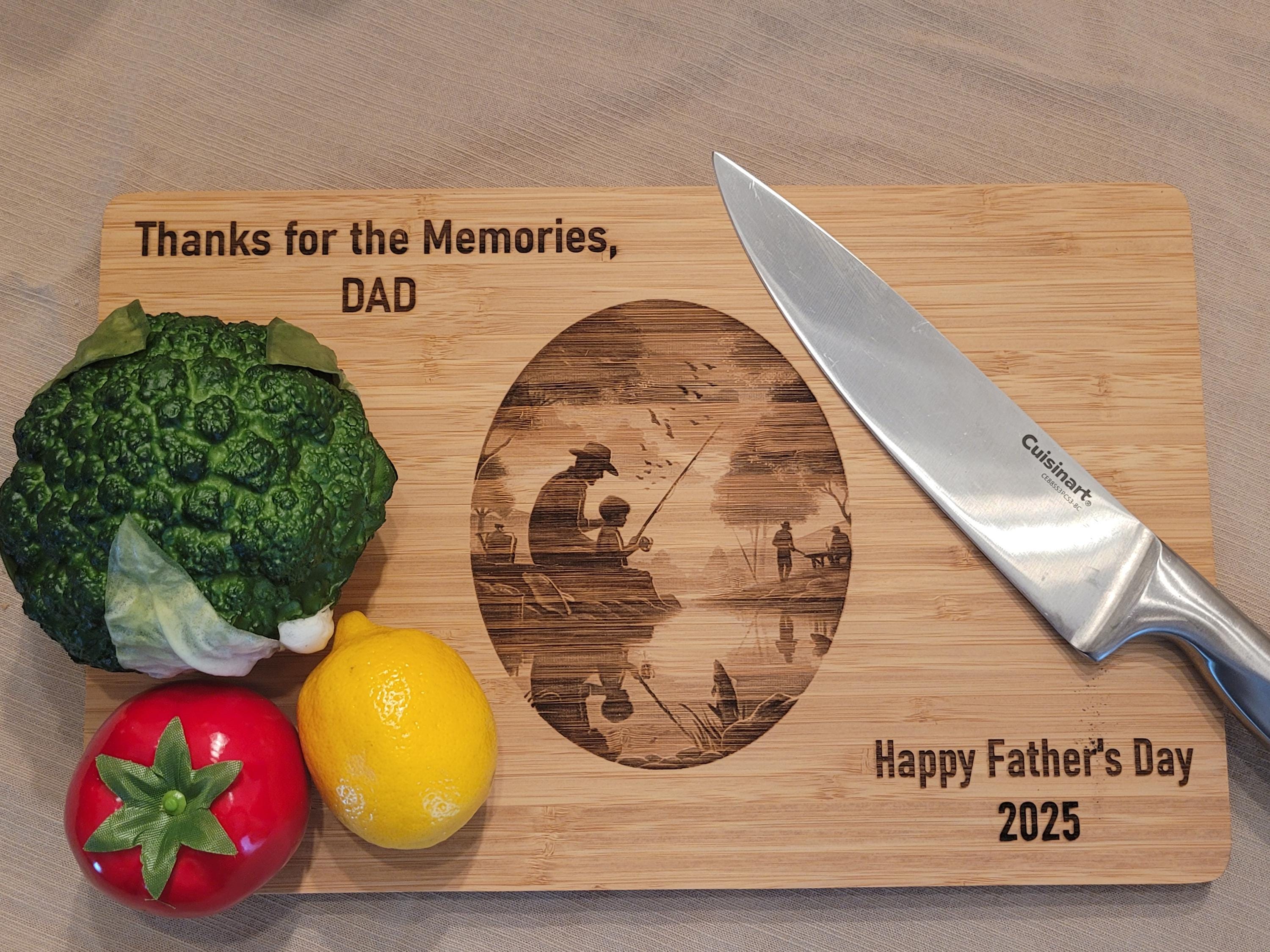 Custom Cutting Board Fishing on the Bank.