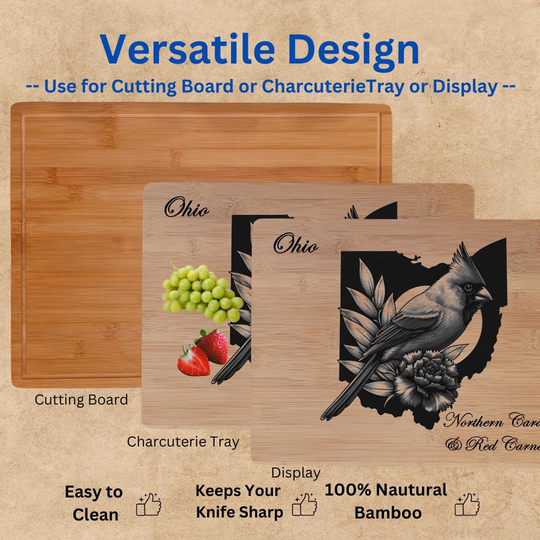All American Mom Birthday Gift | Bamboo Cutting Board with Custom 3D Illusion Graphics & Loving Message – Unique Kitchen Decor and Keepsake